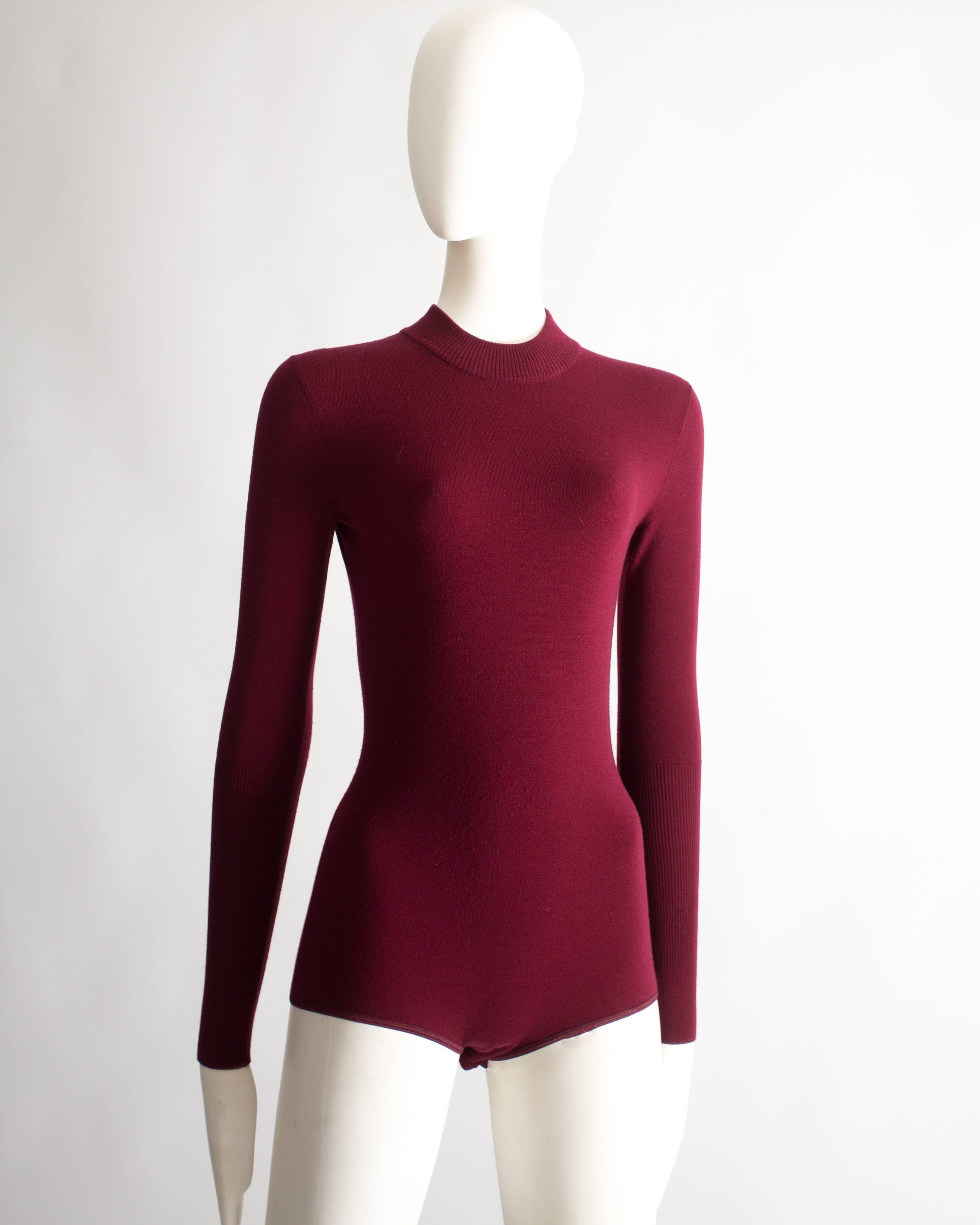 Women's Alaia maroon chenille and wool body and skirt ensemble