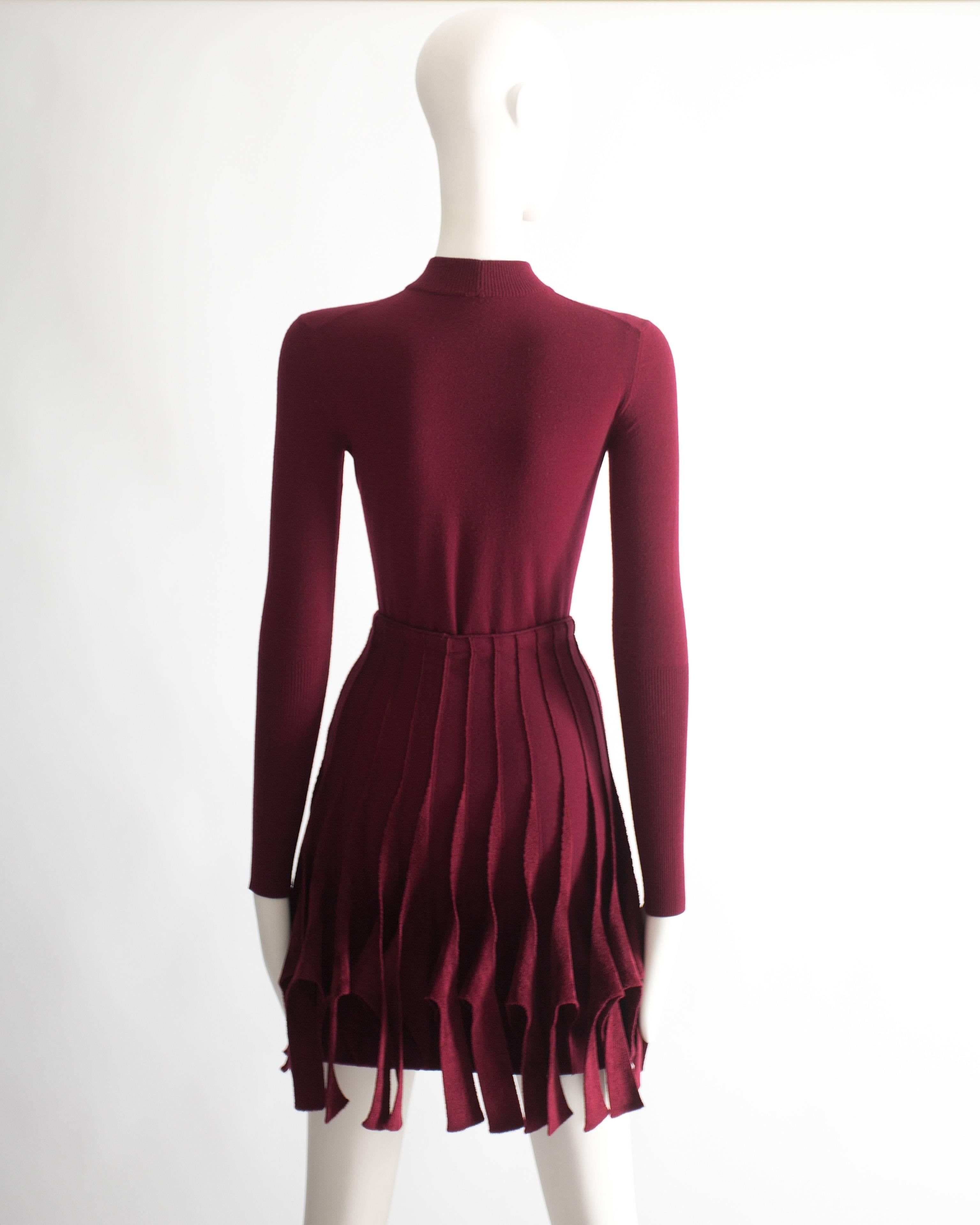 Alaia maroon chenille and wool body and skirt ensemble 2