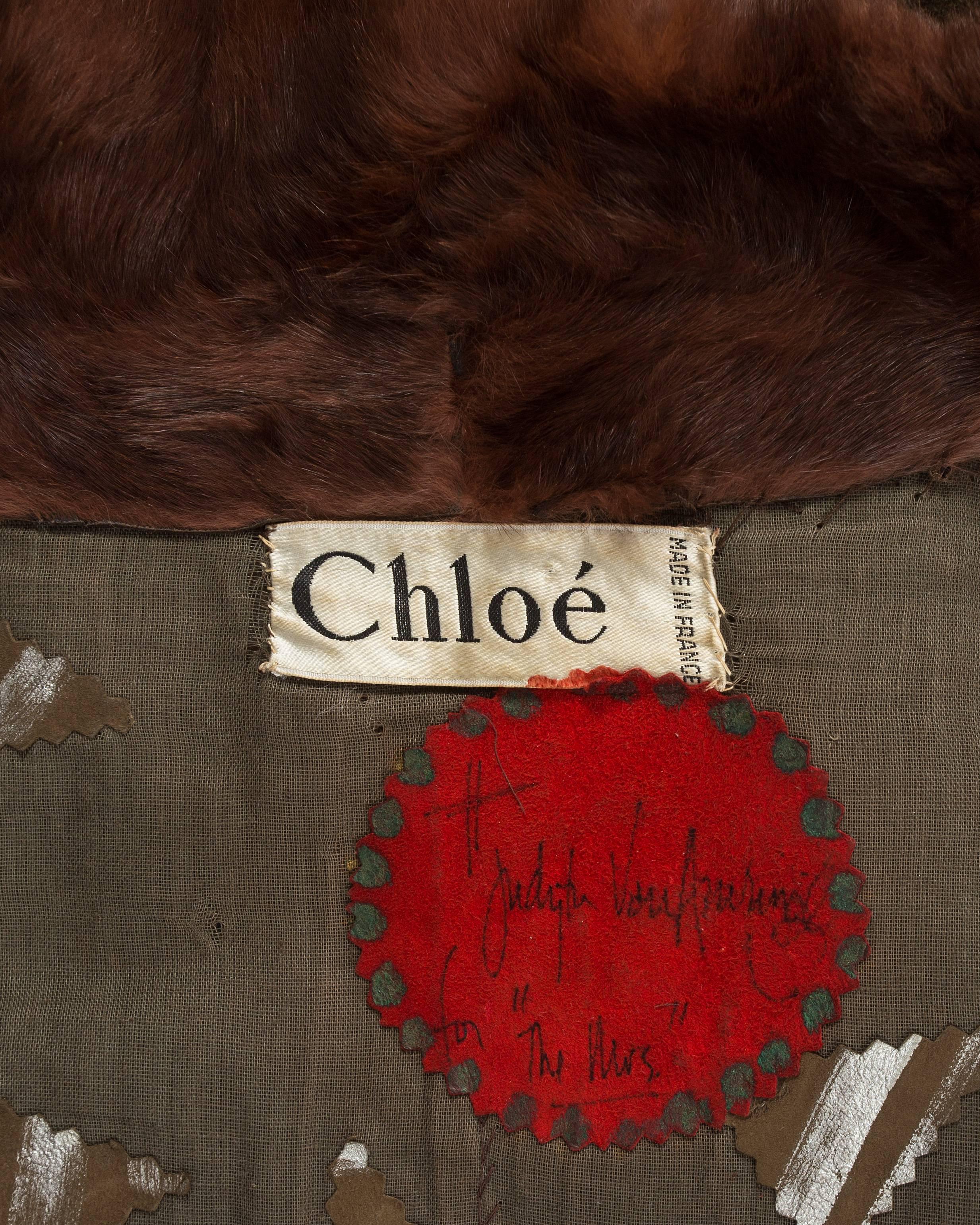Chloe mink fur coat with studded suede batwing sleeves, circa 1980s In Good Condition In London, GB
