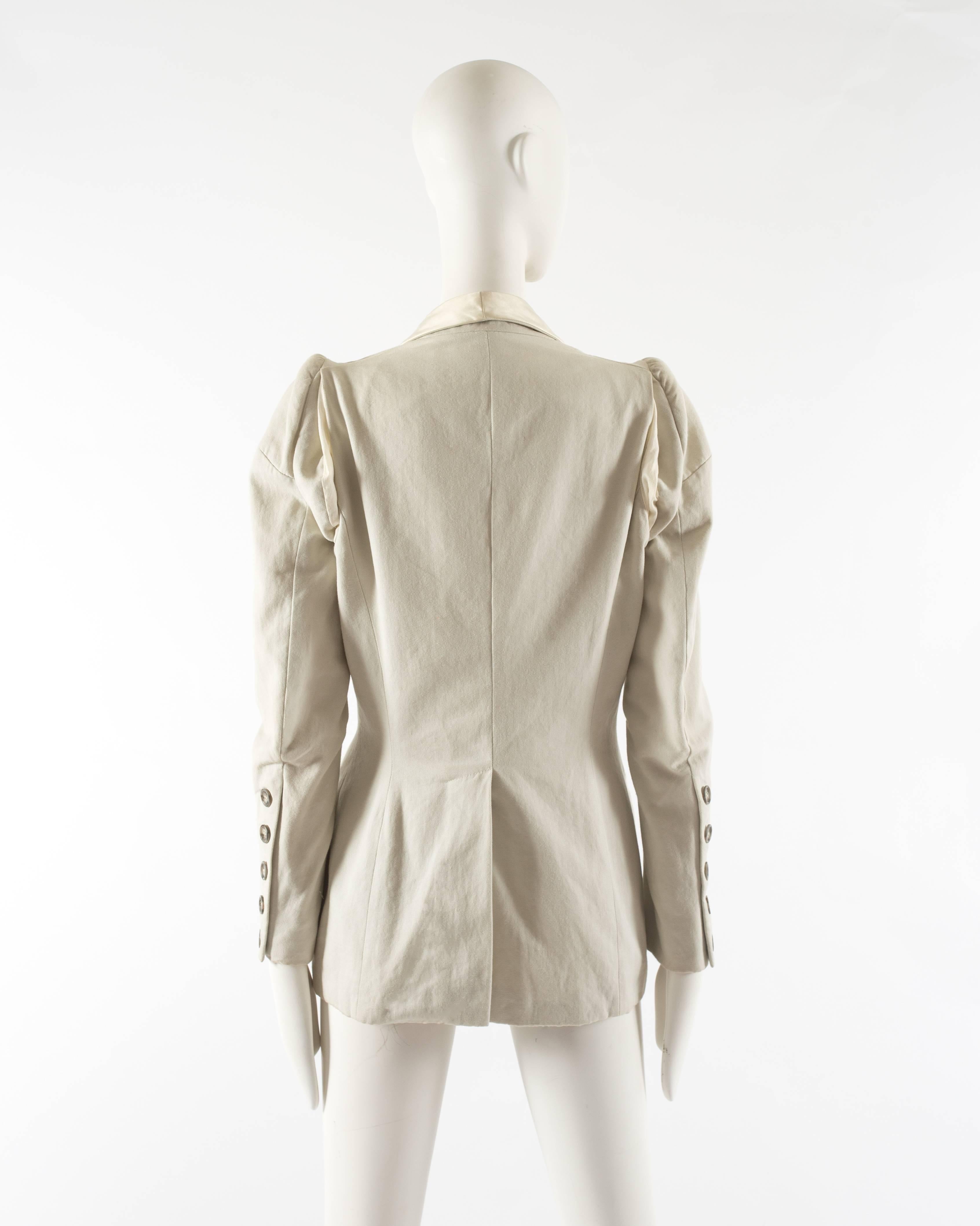 Women's Margiela Spring-Summer 1993 ivory cotton canvas jacket