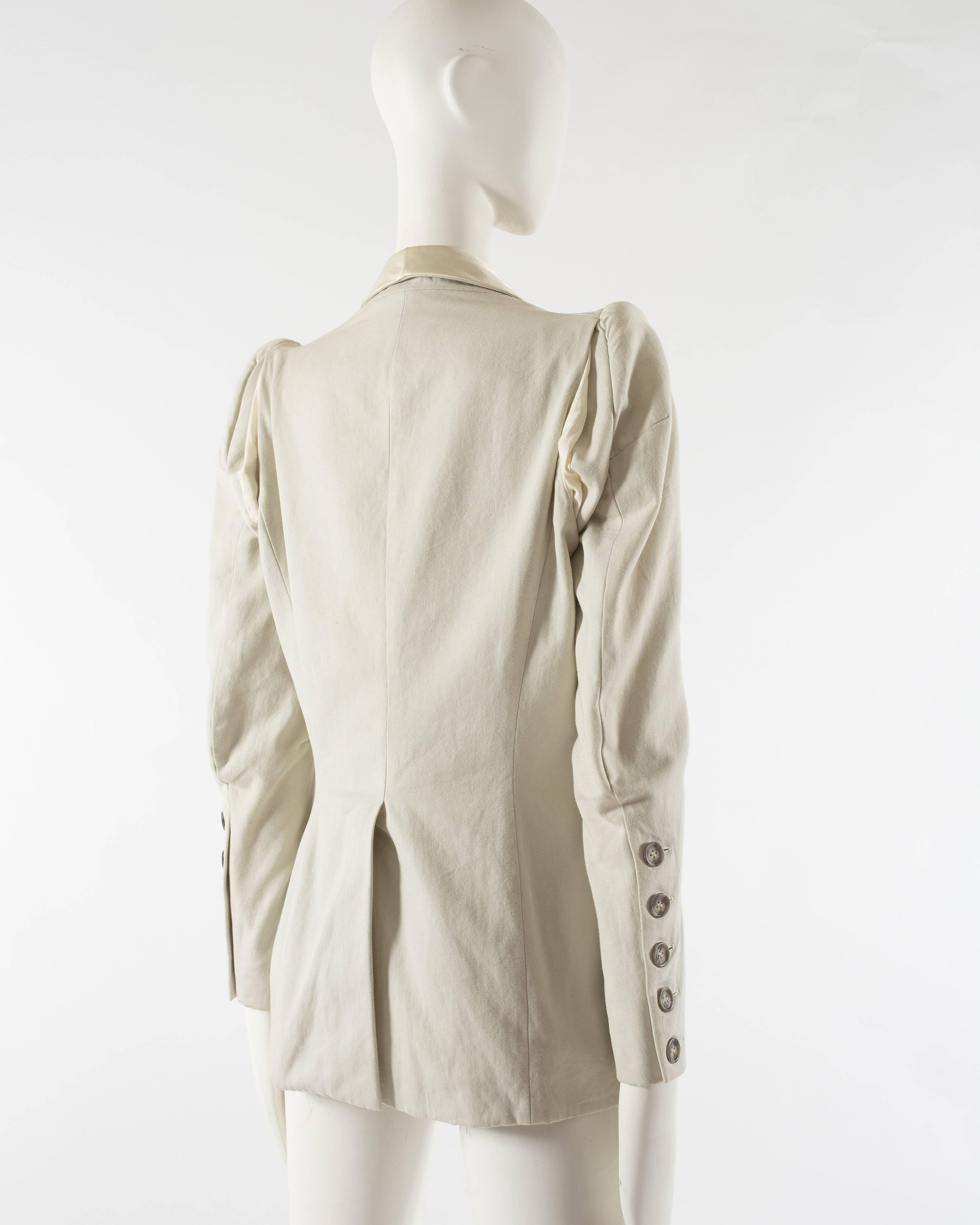 Beige Margiela Spring-Summer 1993 ivory cotton canvas jacket