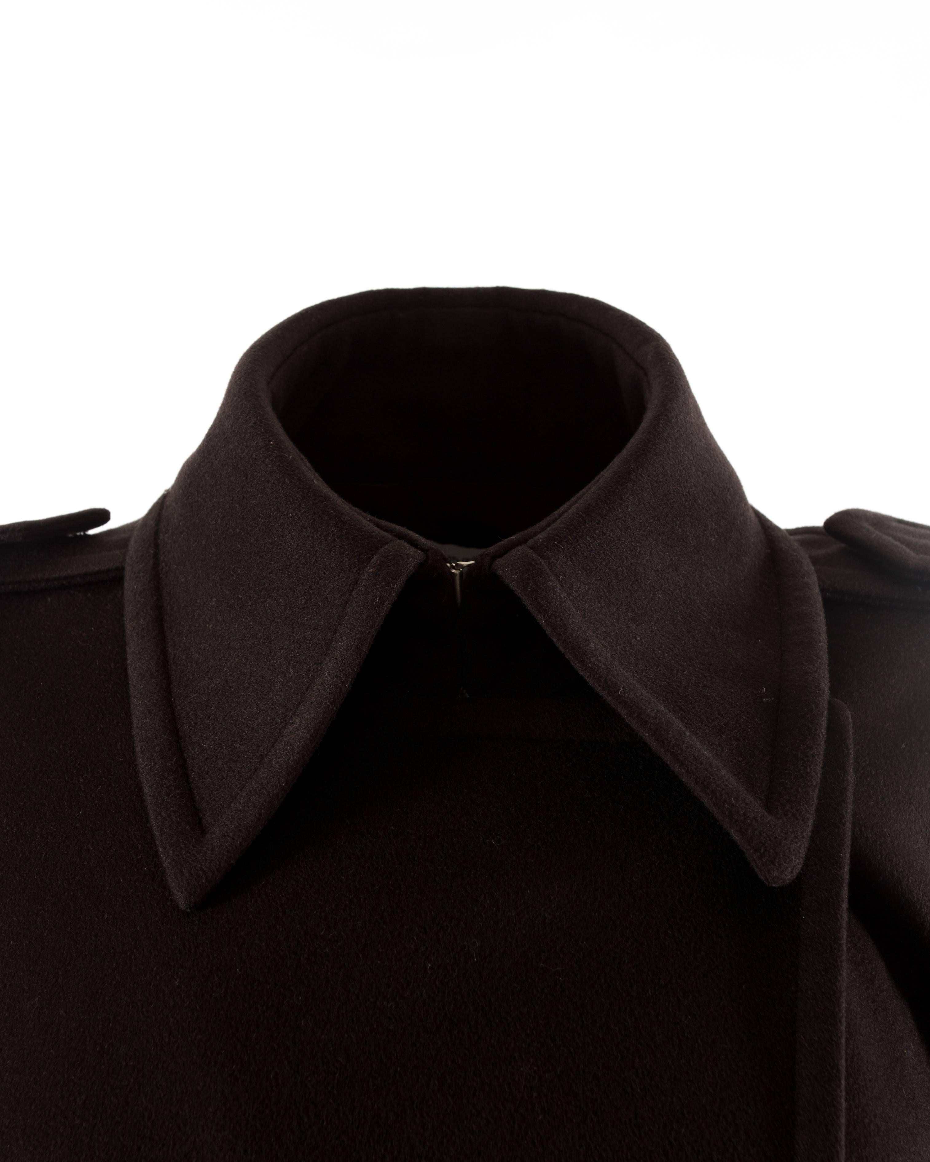 Black Yves Saint Laurent by Tom Ford autumn-winter 2001 brown wool military coat