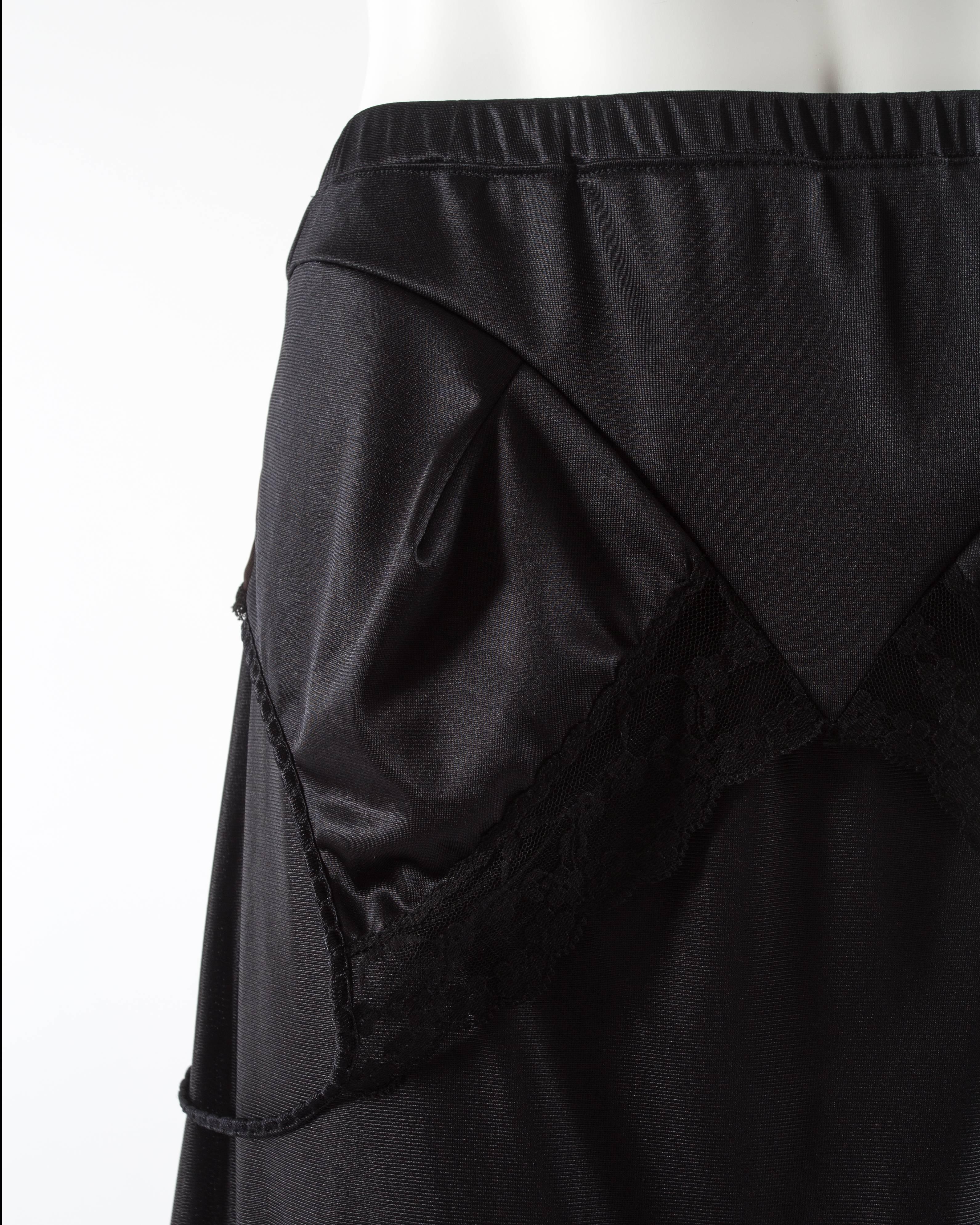 Schwarzes handwerkliches Slip-Kleid von Martin Margiela, rekonstruiert in einen Rock, Frühjahr/Sommer 2003 Damen im Angebot