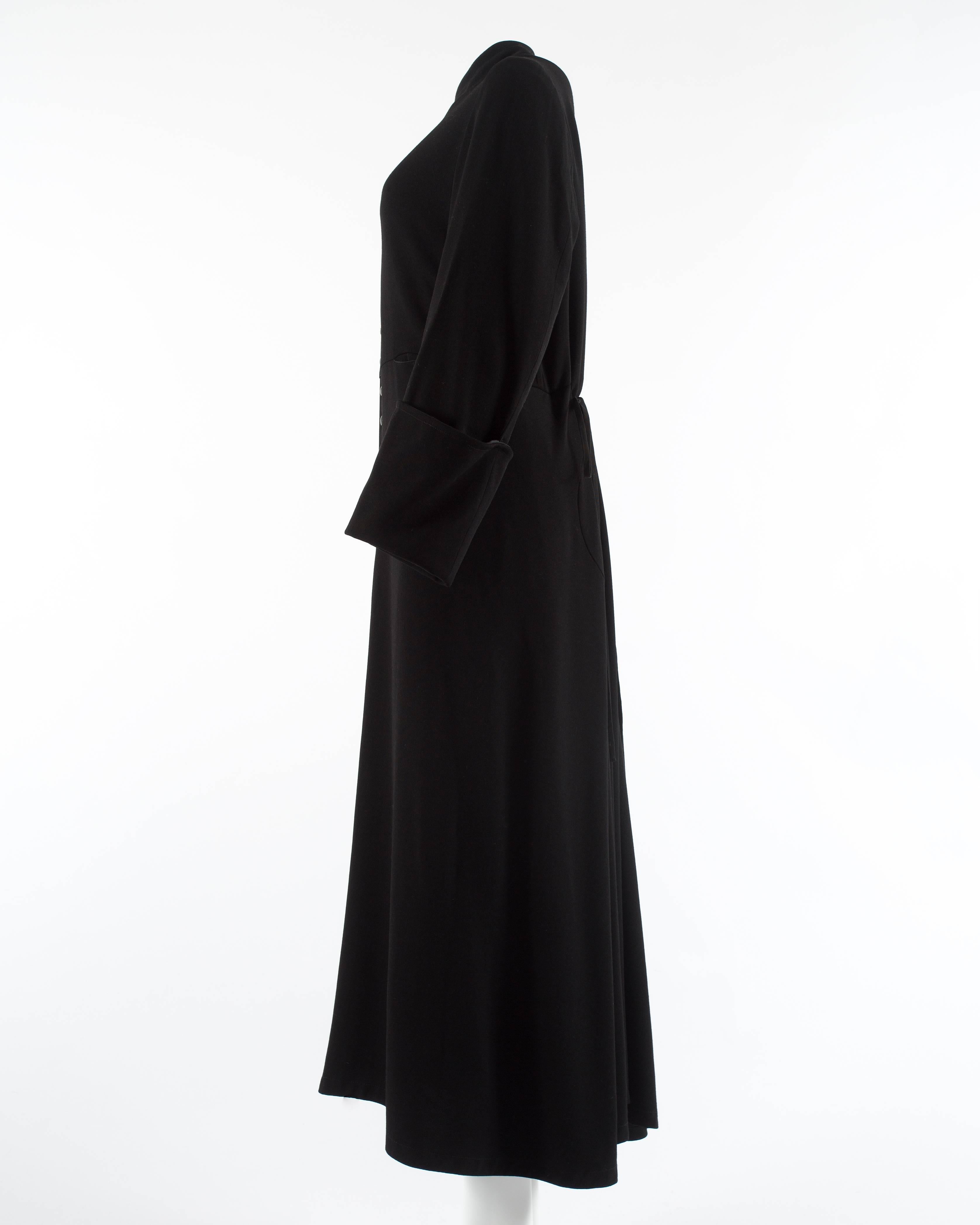 Black Margiela Autumn-Winter 1992 black cotton full length priest coat