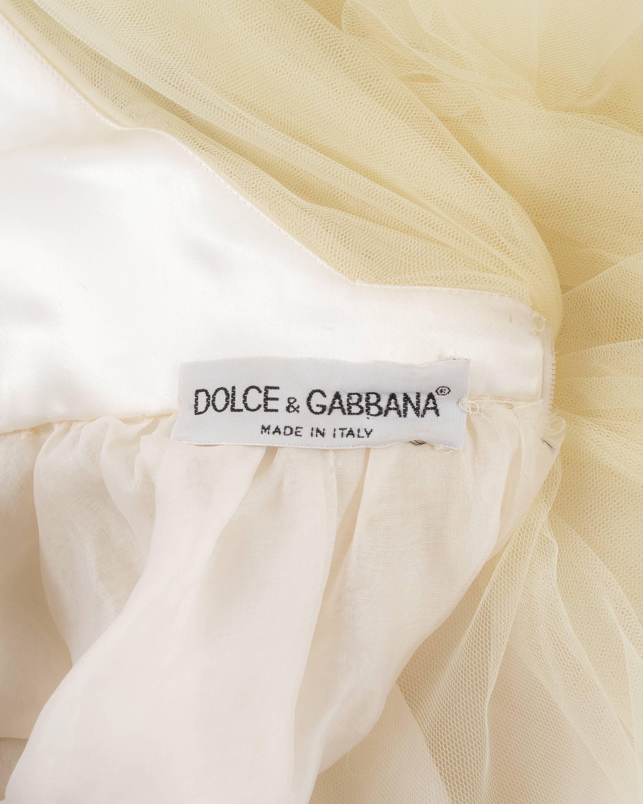 Beige Dolce & Gabbana Autumn-Winter 1992 ivory tulle halter neck gown