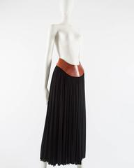 Jean Paul Gaultier black pleated skirt with tan leather waistband, ss 2000