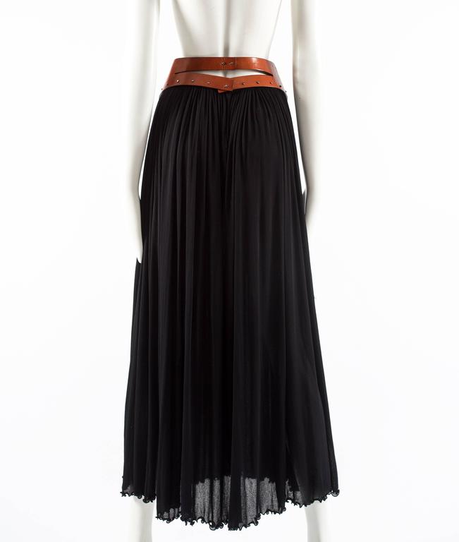 Jean Paul Gaultier Spring-Summer 2000 tan leather harness pleated skirt
