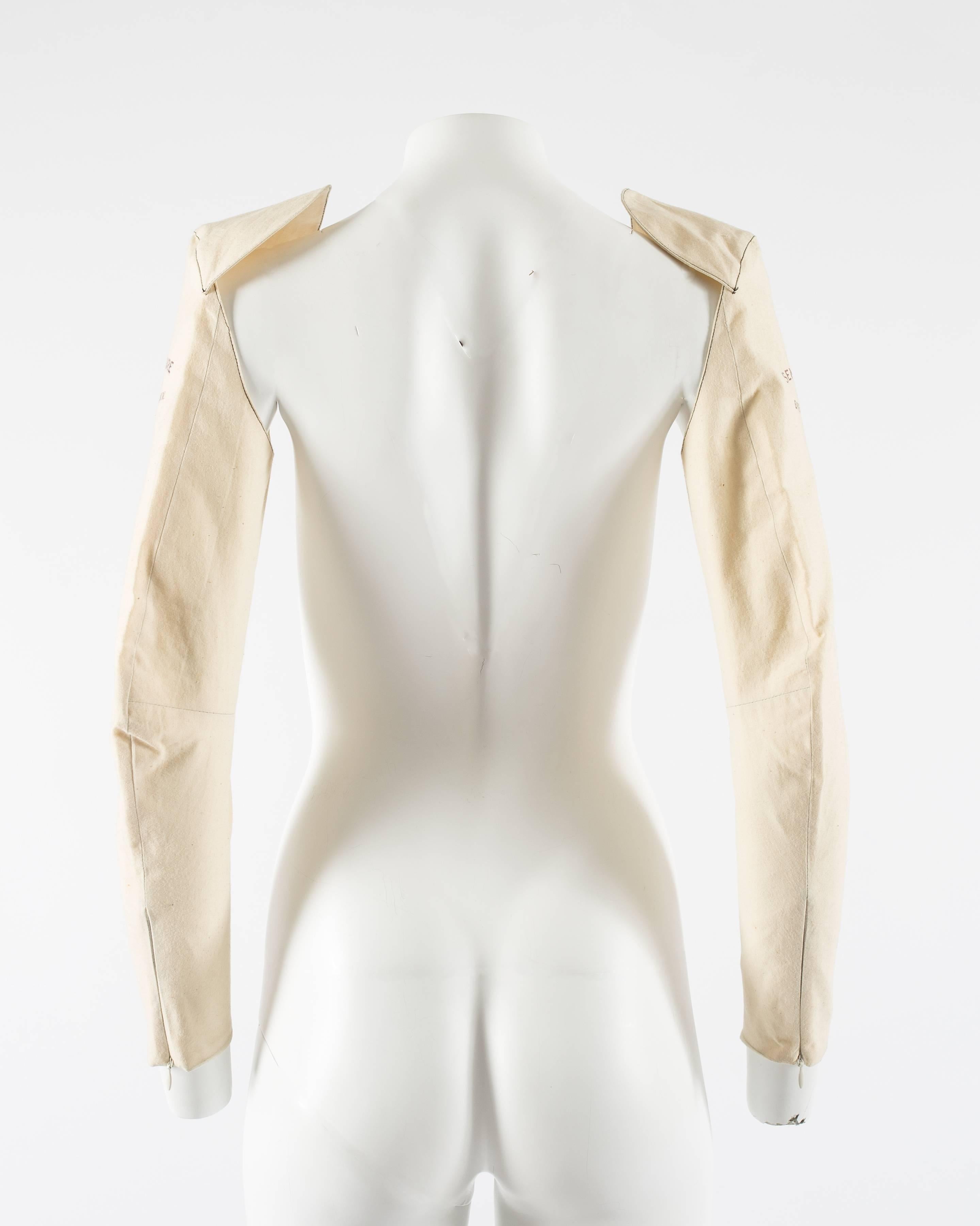 White Martin Margiela 'Semi Couture' canvas sleeves, fw 1997 For Sale