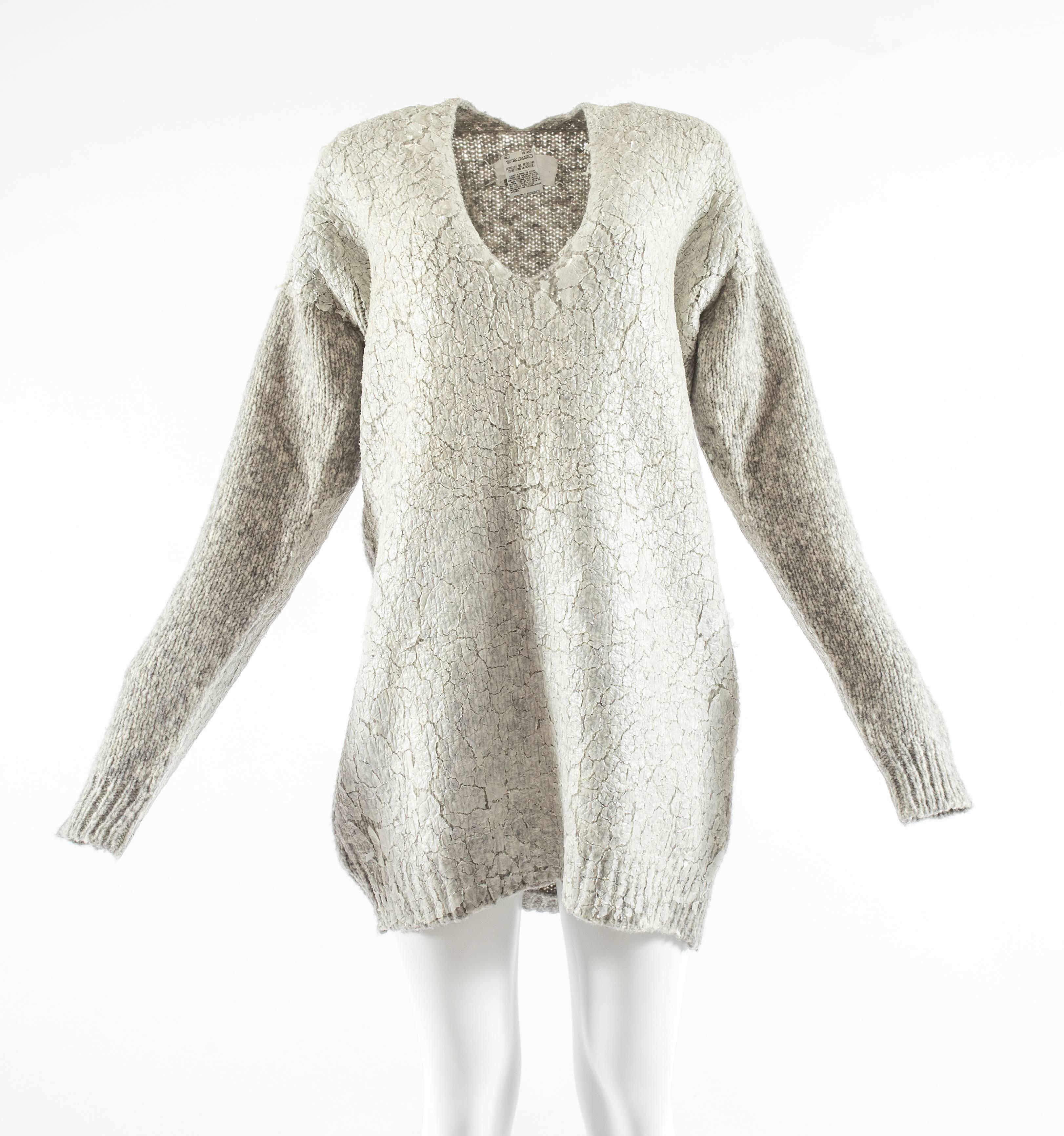 Gris Pull surdimensionné en laine tricotée grise Martin Margiela, A/H 1998 en vente