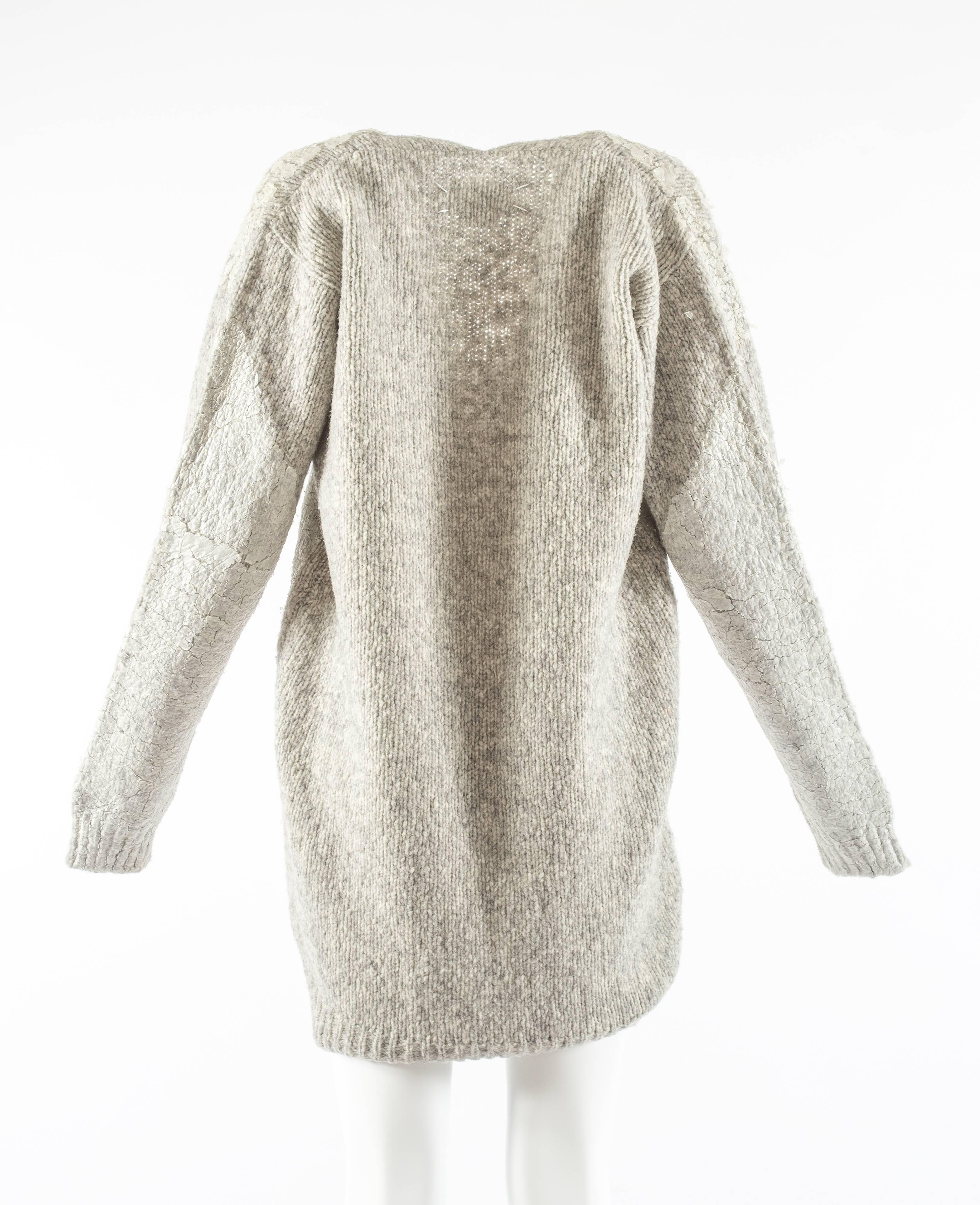 Pull surdimensionné en laine tricotée grise Martin Margiela, A/H 1998 Unisexe en vente