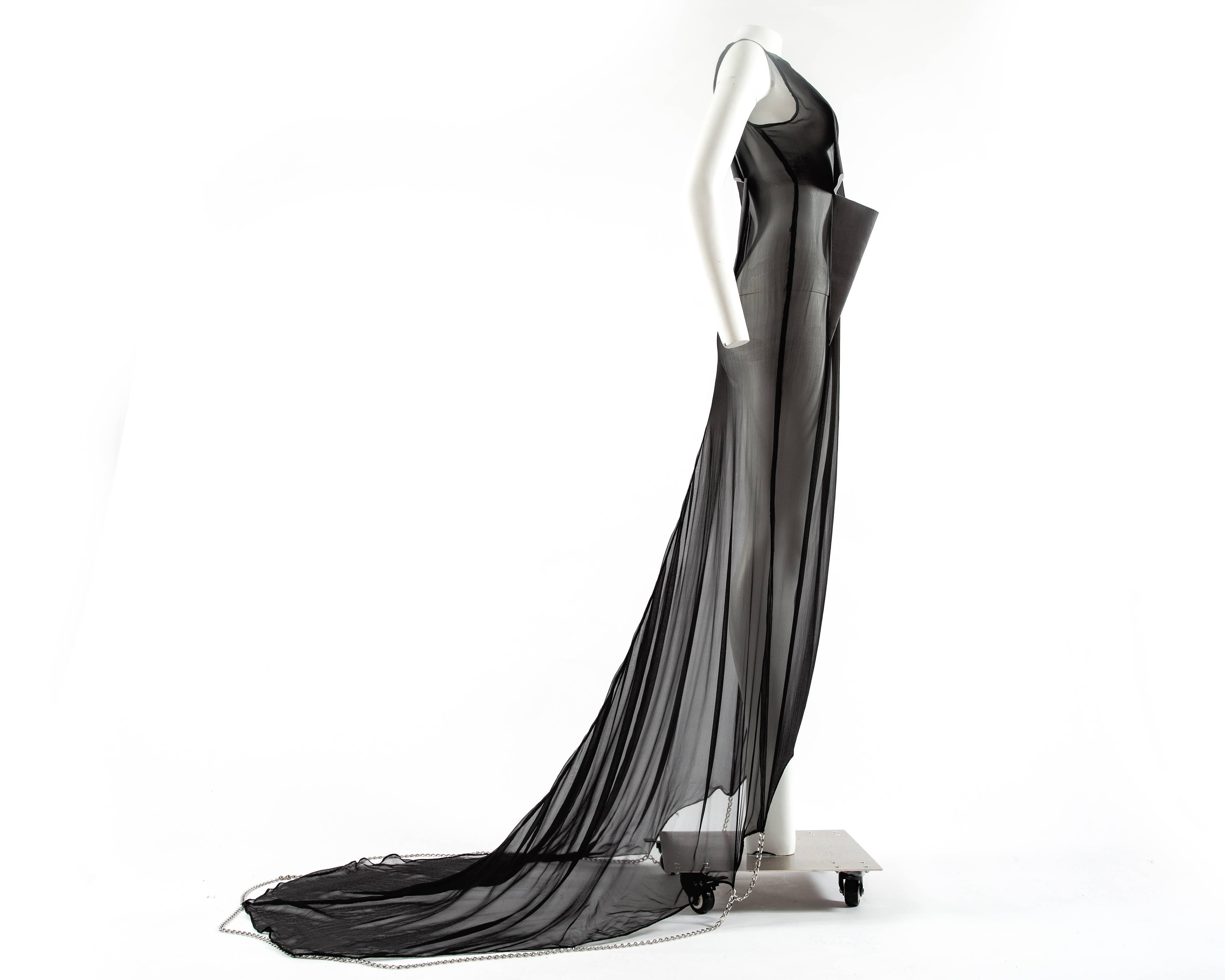 Black Maison Martin Margiela Spring-Summer 2010 black chiffon evening gown with chains