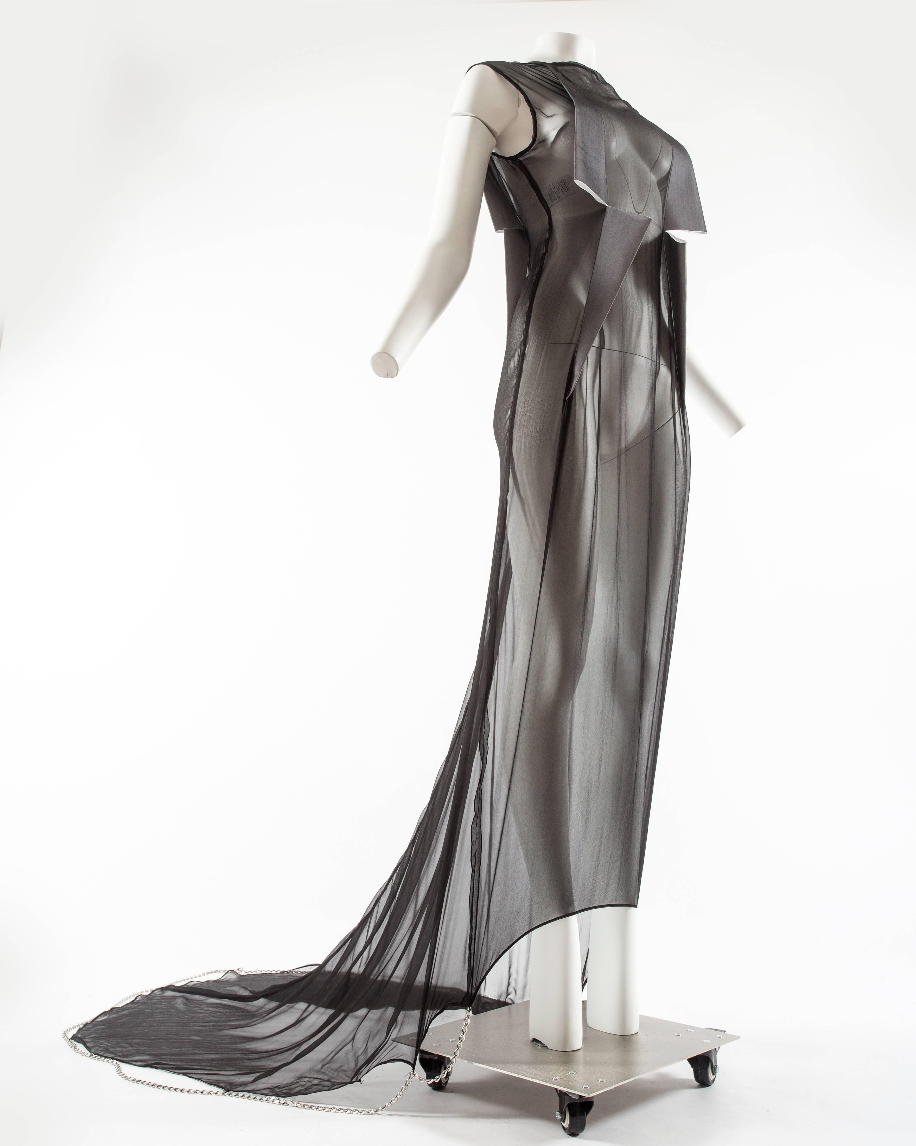 Maison Martin Margiela Spring-Summer 2010 black chiffon evening gown with chains 2