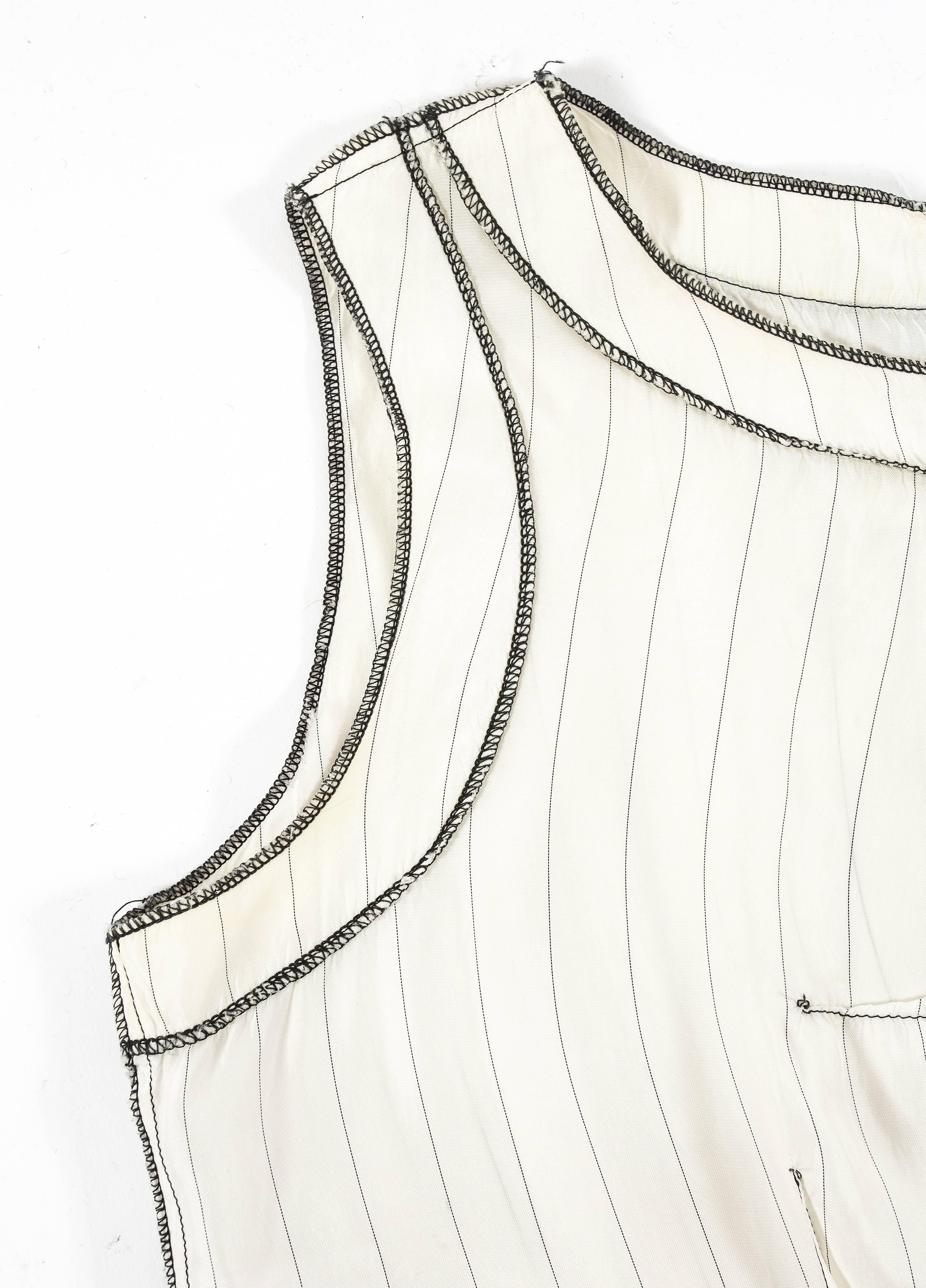 Gray Martin Margiela white and black striped inverted overlocked vest, ss 1991 For Sale