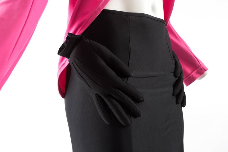 Women's Comme des Garcons Autumn-Winter 2007 hot pink and black glove pant suit