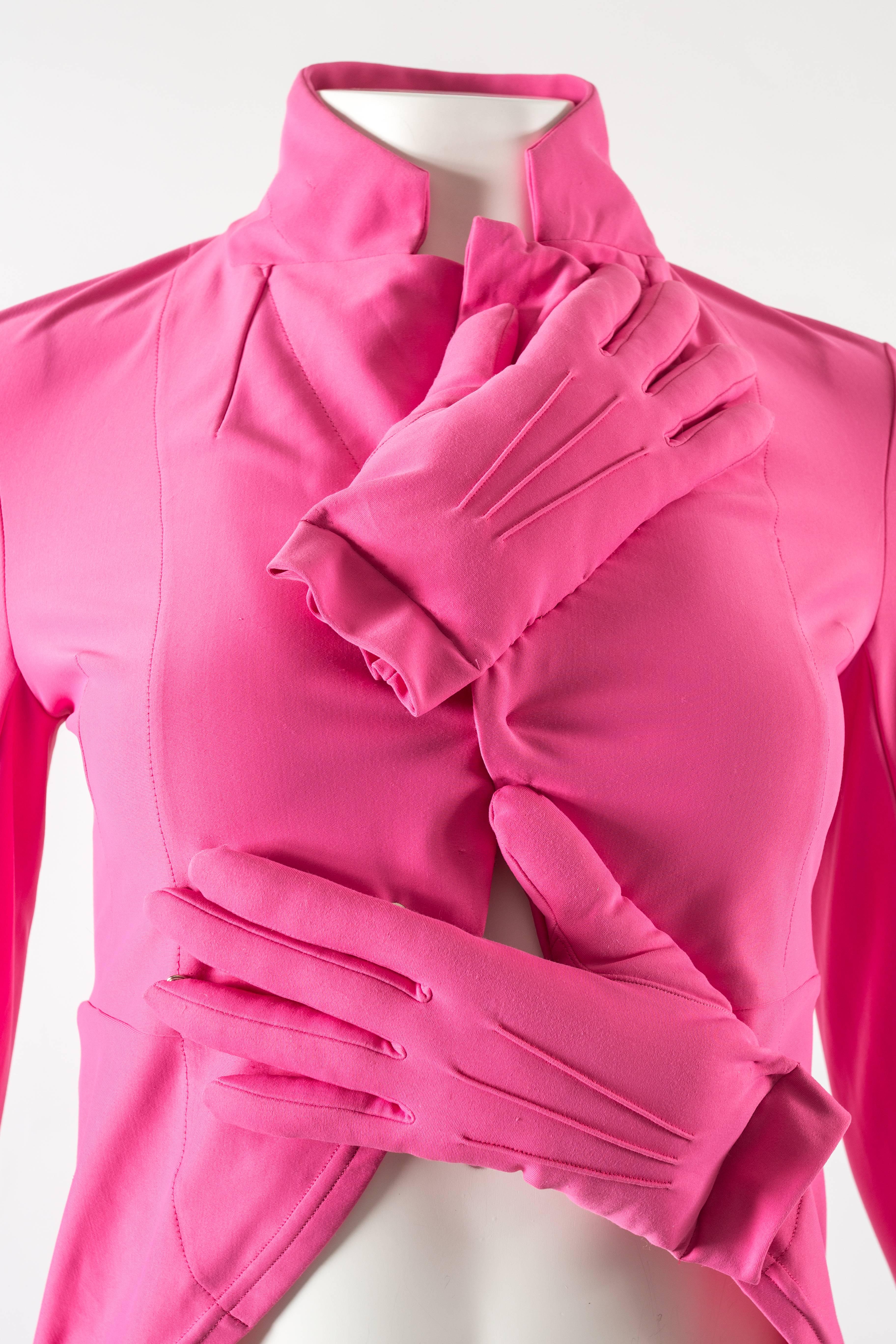 Pink Comme des Garcons Autumn-Winter 2007 hot pink and black glove pant suit