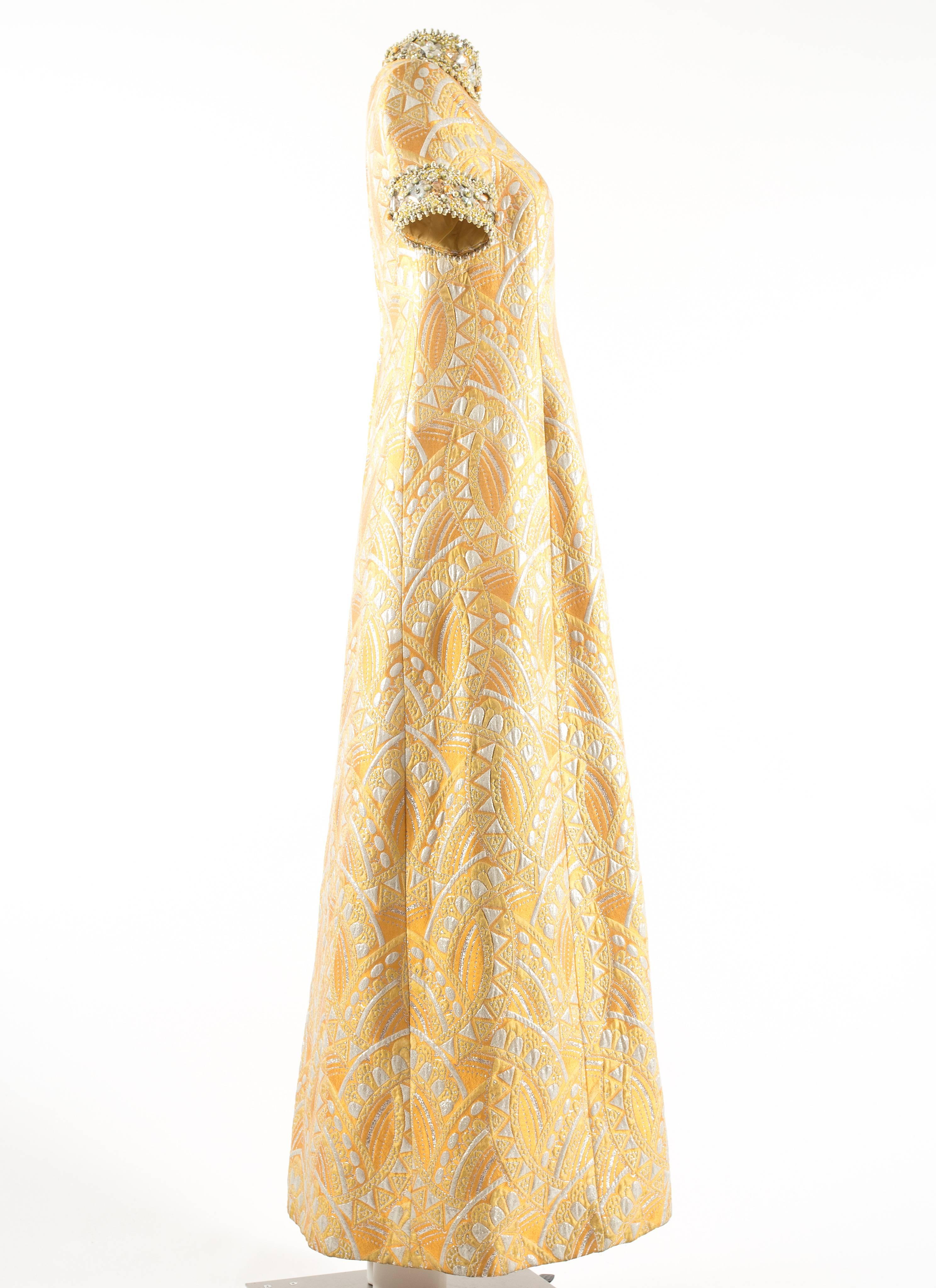Bellvile Sassoon 1968 A-line brocade embellished evening dress  In Good Condition In London, GB