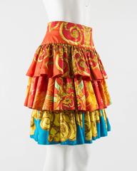 Gianni Versace baroque printed silk ruffle tiered skirt, ss 1993