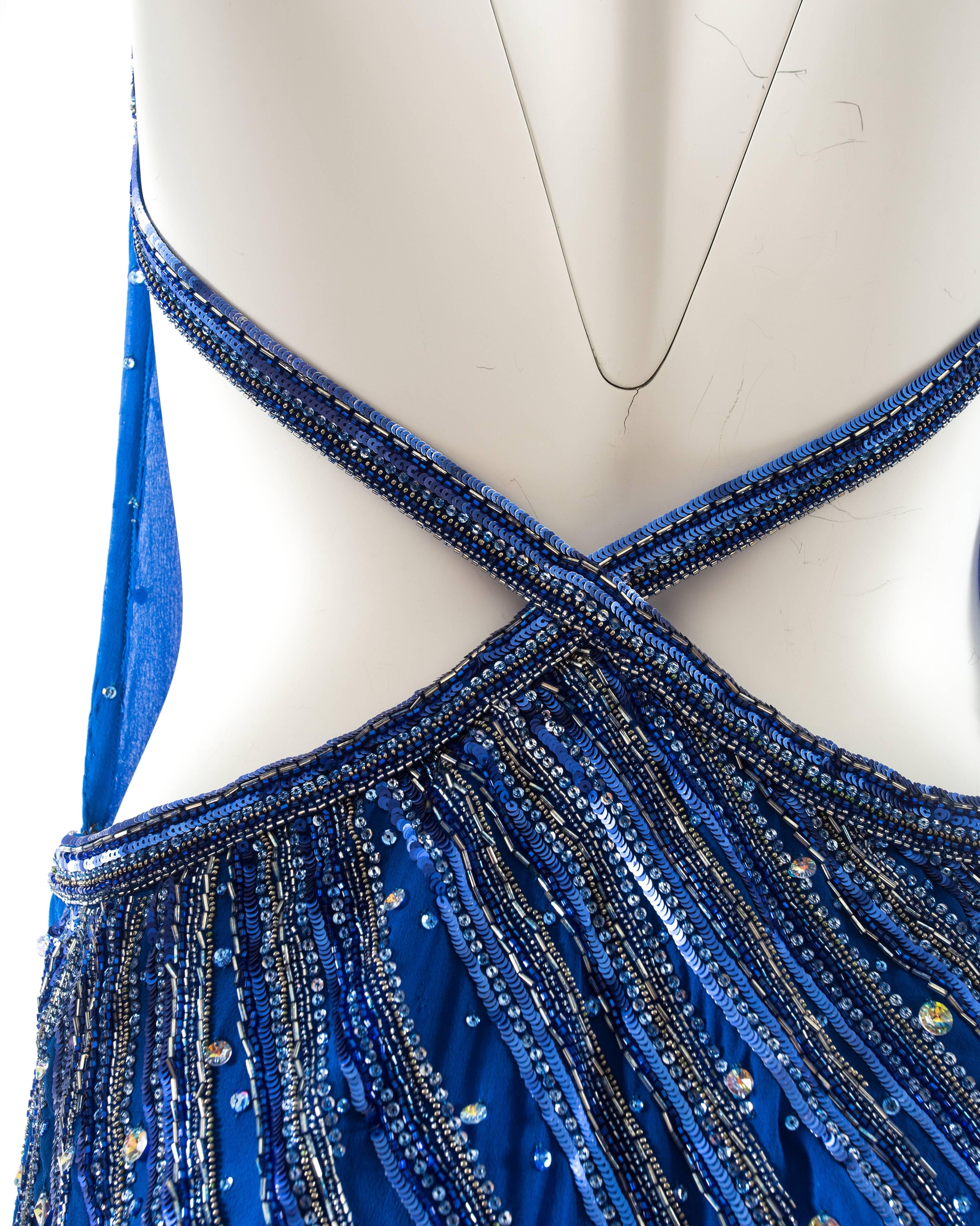 Atelier Versace 1990s embellished halter neck silk mini dress with low back 2