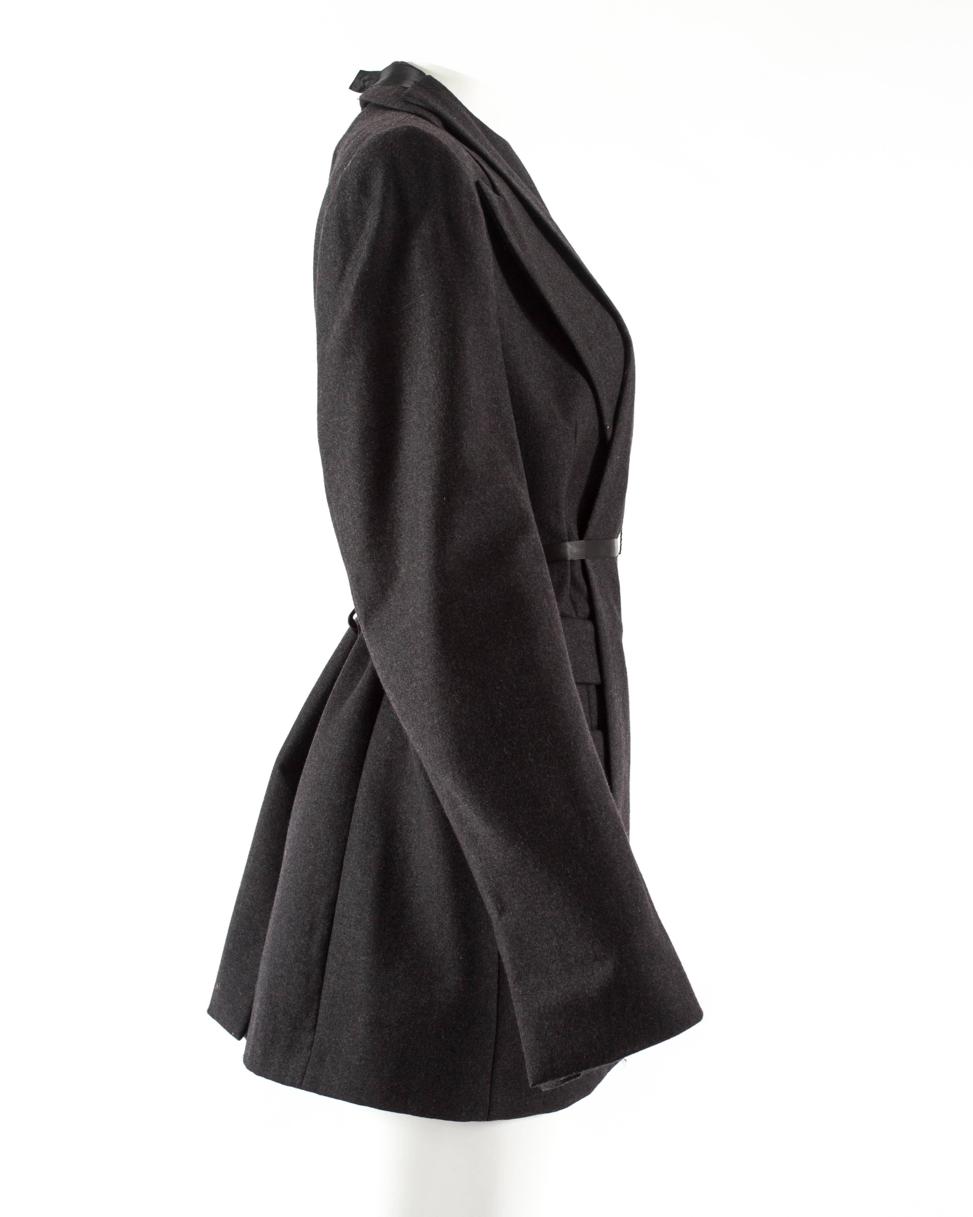Black Martin Margiela grey wool deconstructed blazer jacket and apron set, fw 2003 For Sale