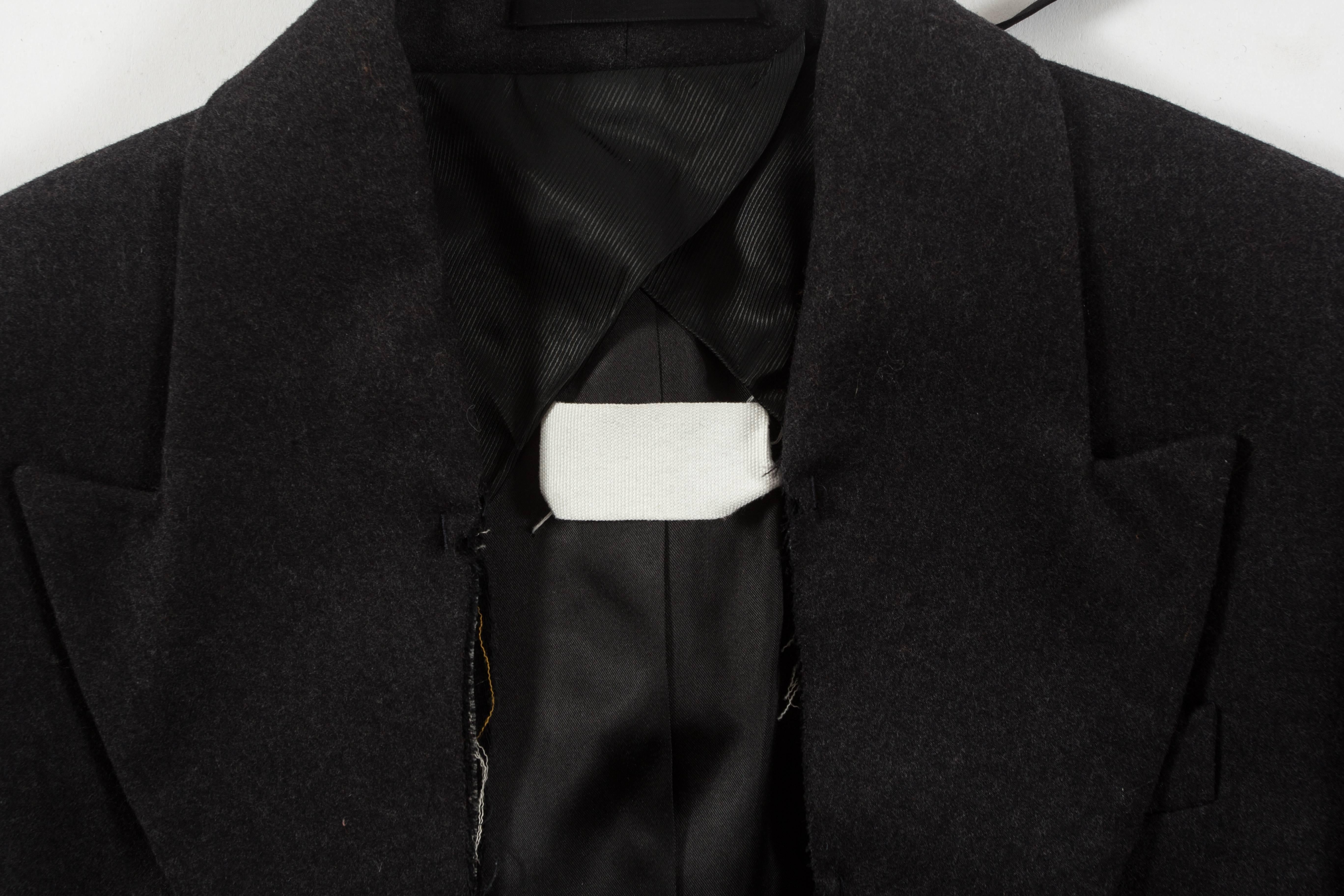 Martin Margiela grey wool deconstructed blazer jacket and apron set, fw 2003 For Sale 2