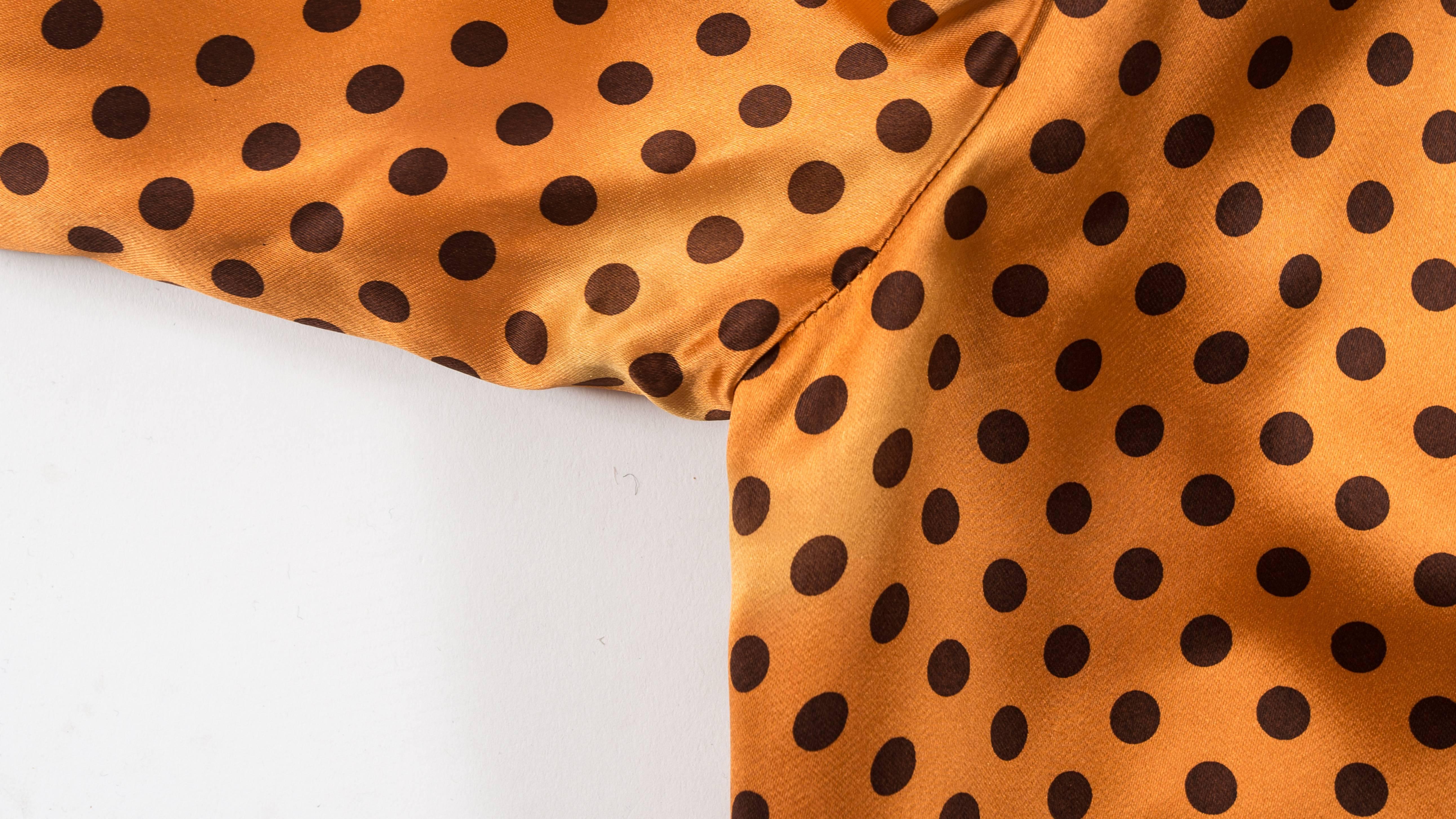 Yves Saint Laurent 1971 orange polkadot silk pyjama pant suit 1