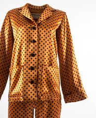 Yves Saint Laurent 1971 orange polkadot silk pyjama pant suit