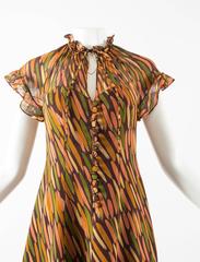 Ossie Clark for Radley 1970er-Chiffon-Teekleid mit Celia Birtwell-Print