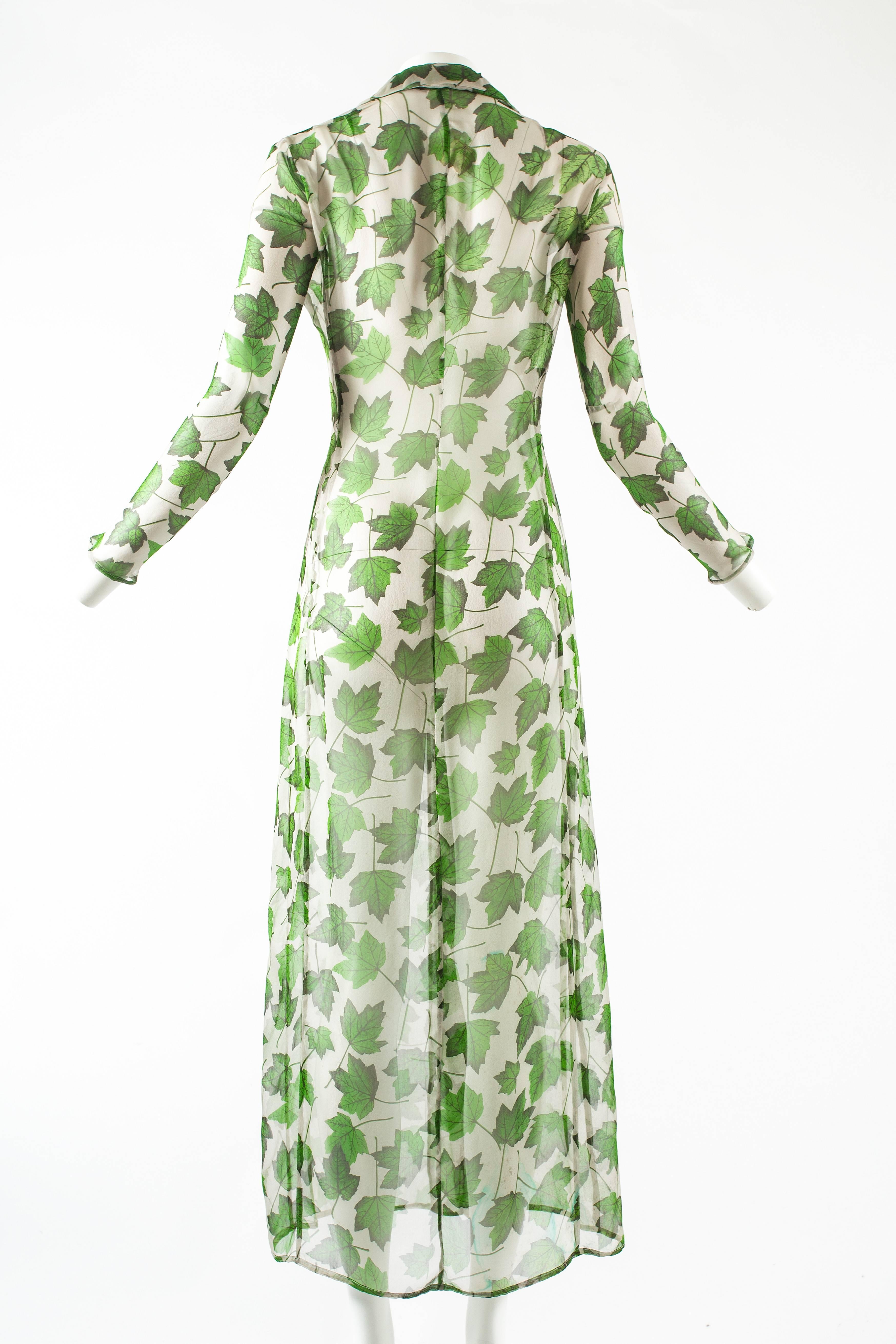 Beige Dolce & Gabbana Spring-Summer 1997 chiffon dress with foliage print