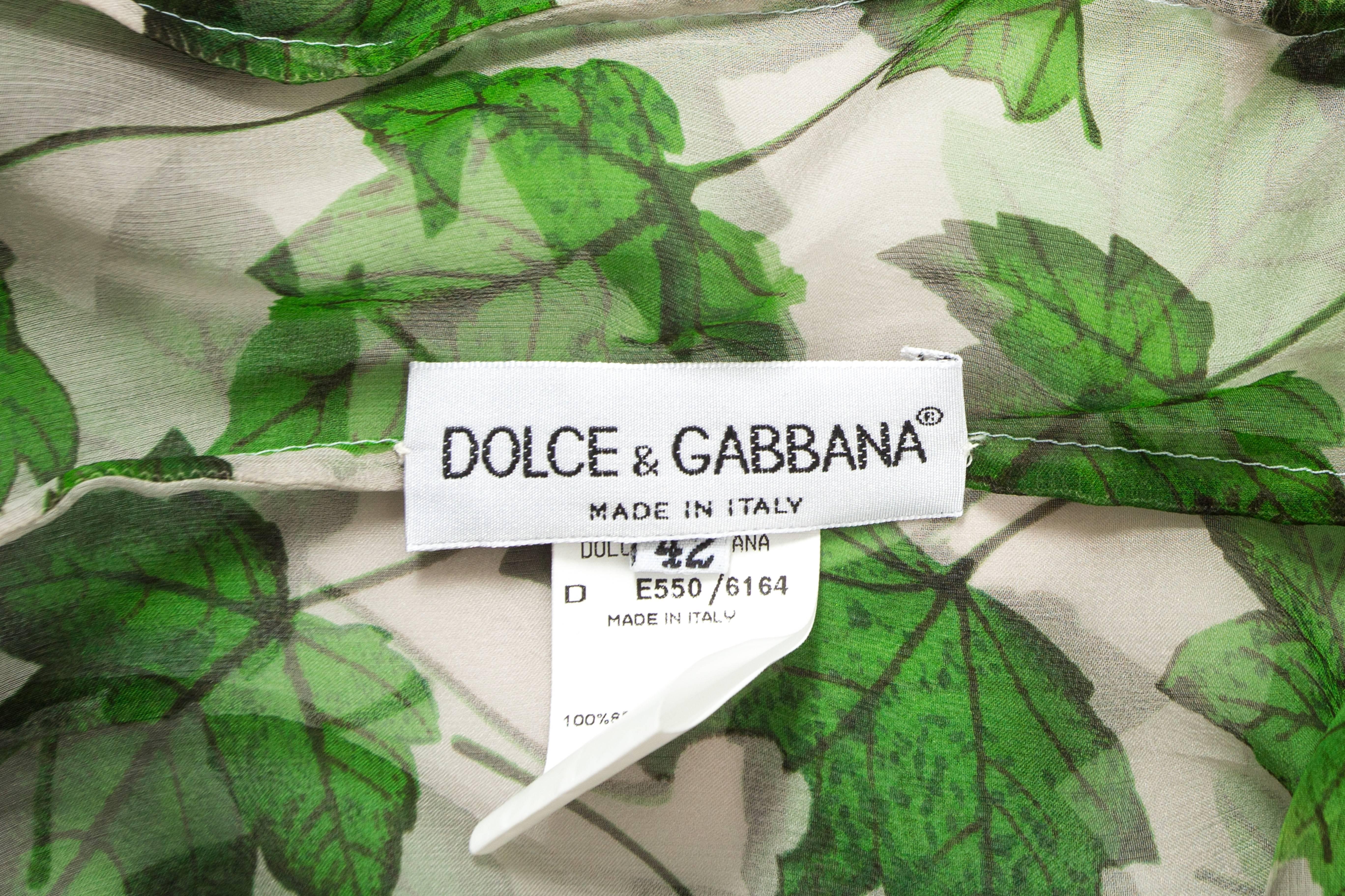 Dolce & Gabbana Spring-Summer 1997 chiffon dress with foliage print In Excellent Condition In London, GB
