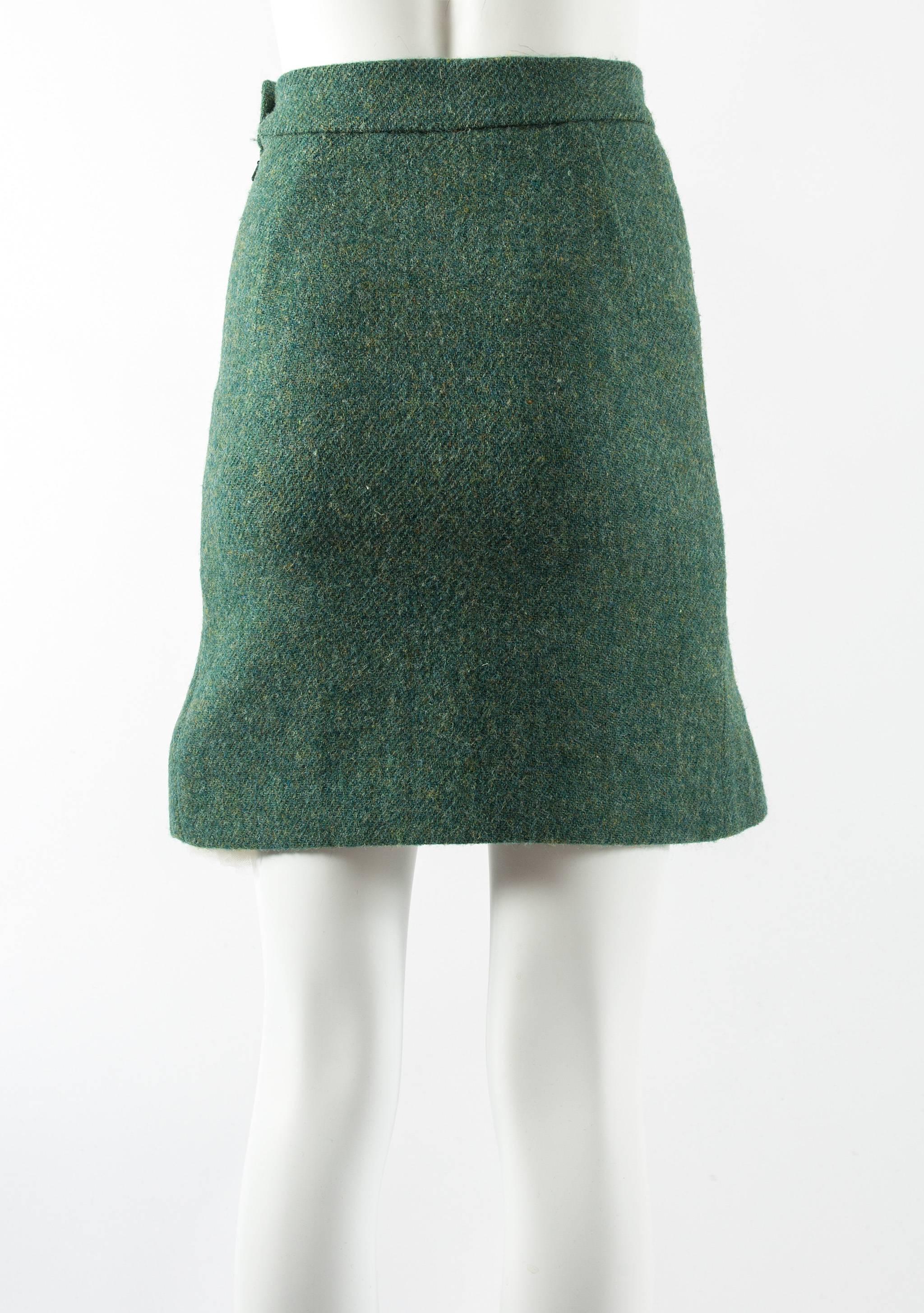 Women's Vivienne Westwood green harris-tweed 'Time Machine' skirt, fw 1988 For Sale