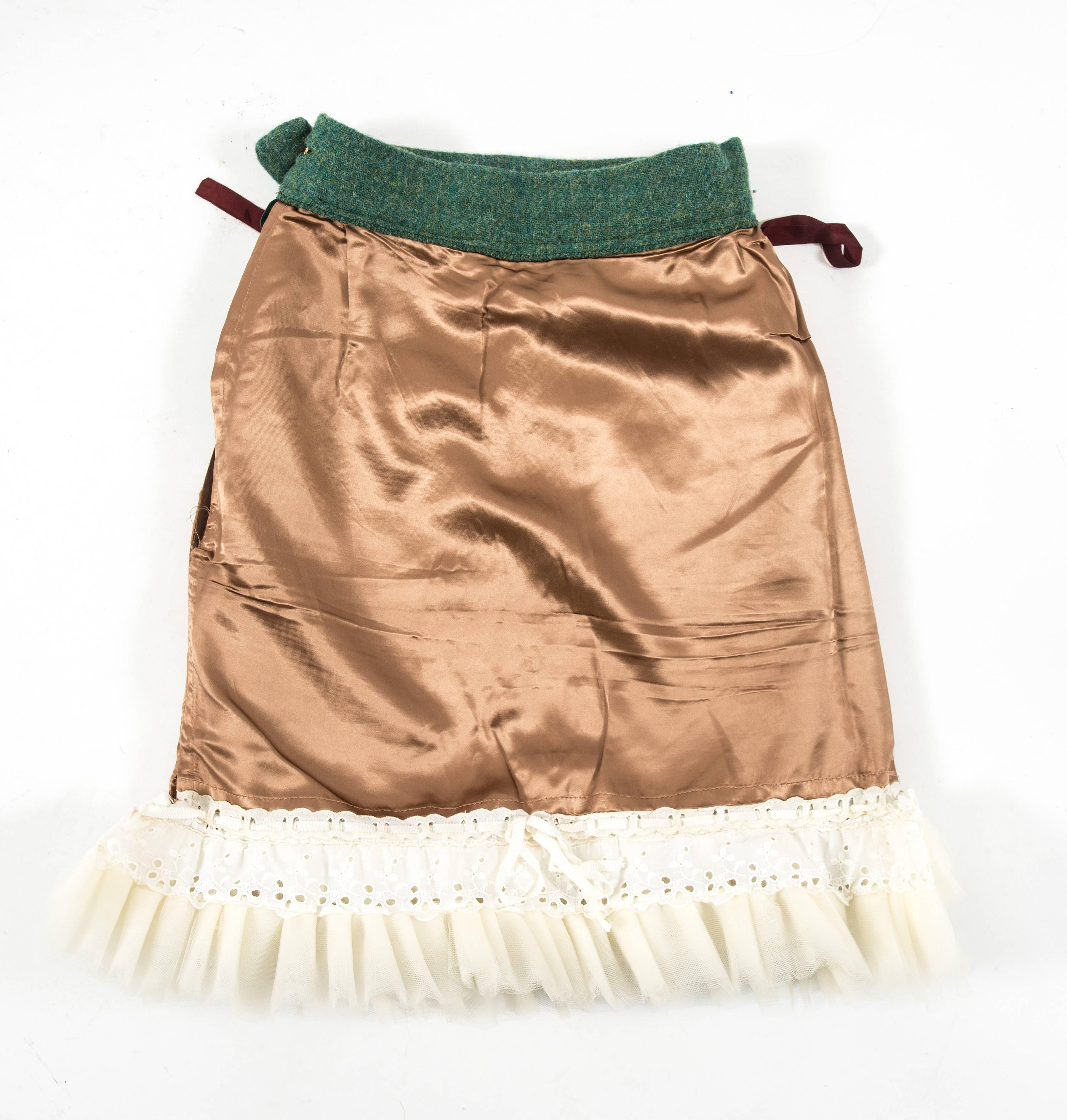 Gray Vivienne Westwood green harris-tweed 'Time Machine' skirt, fw 1988 For Sale