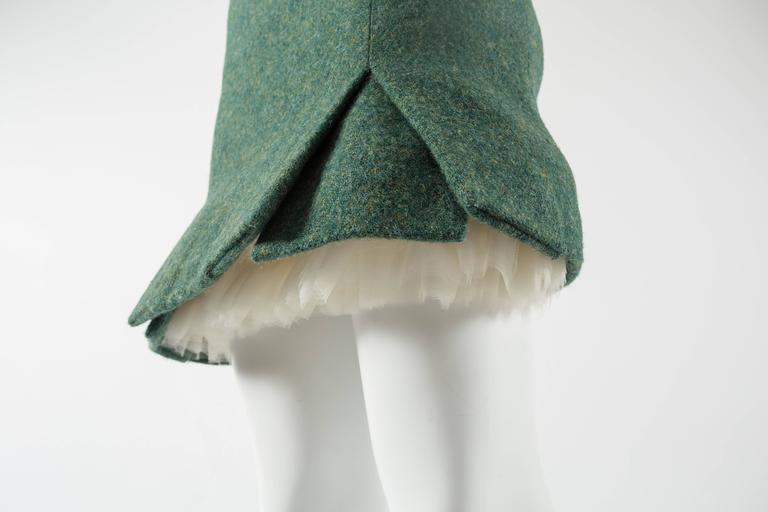 Gray Vivienne Westwood Autumn-Winter 1991 green tweed skirt with a crinoline  For Sale