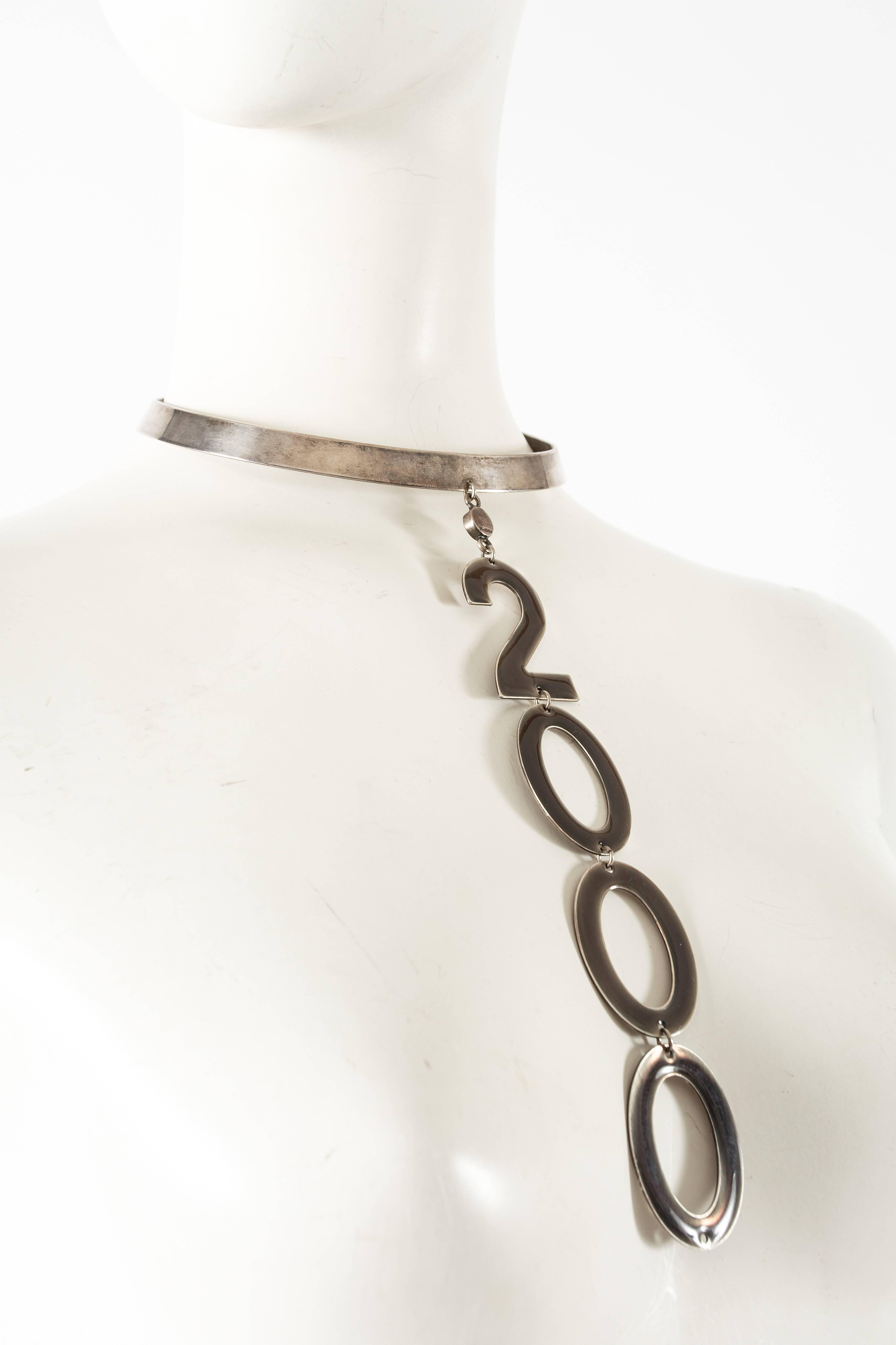 Women's or Men's Paco Rabanne 2000s silver metal choker necklace