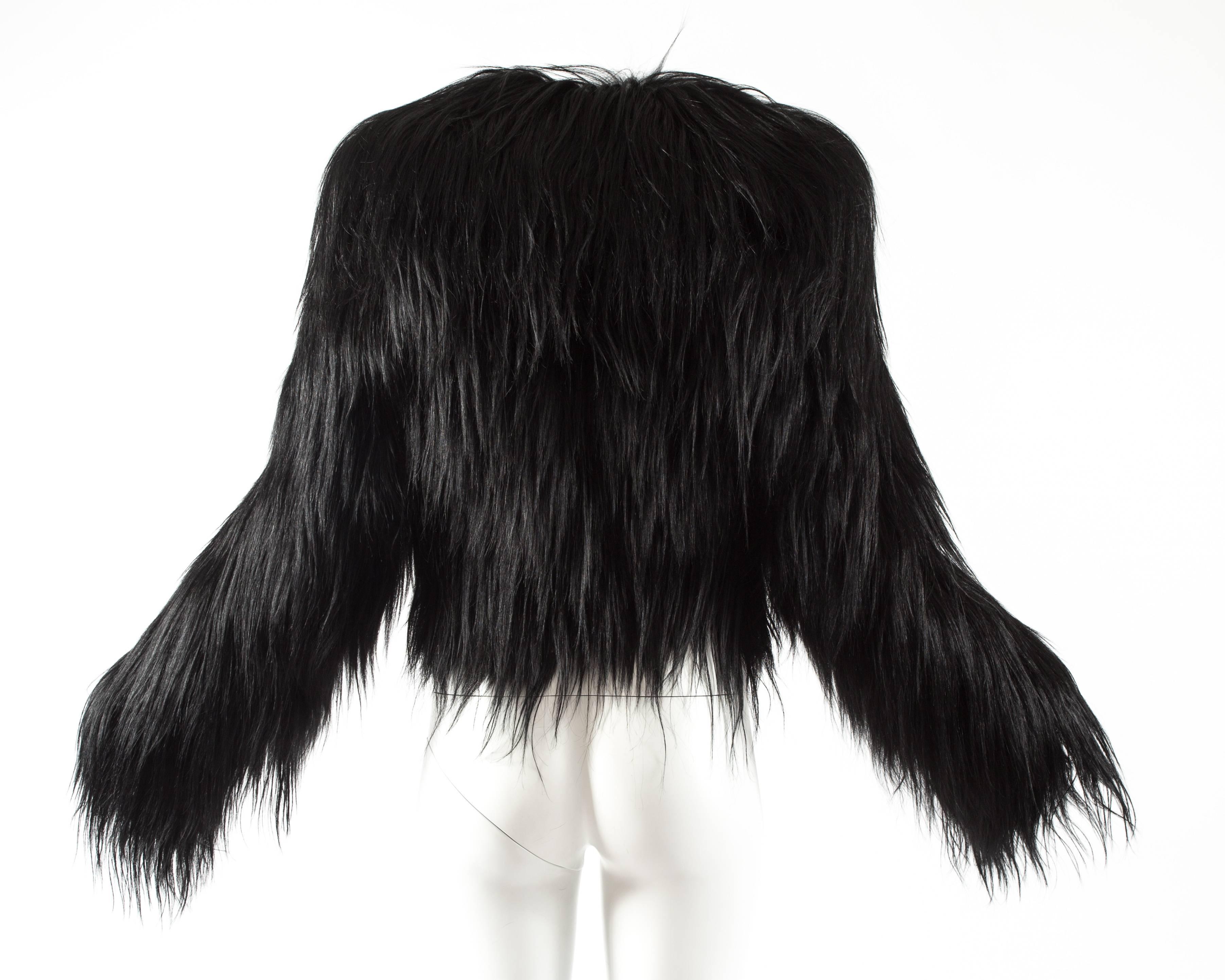 Veste courte en poils de chèvre noirs Alaia, c. 2010 Excellent état - En vente à London, GB