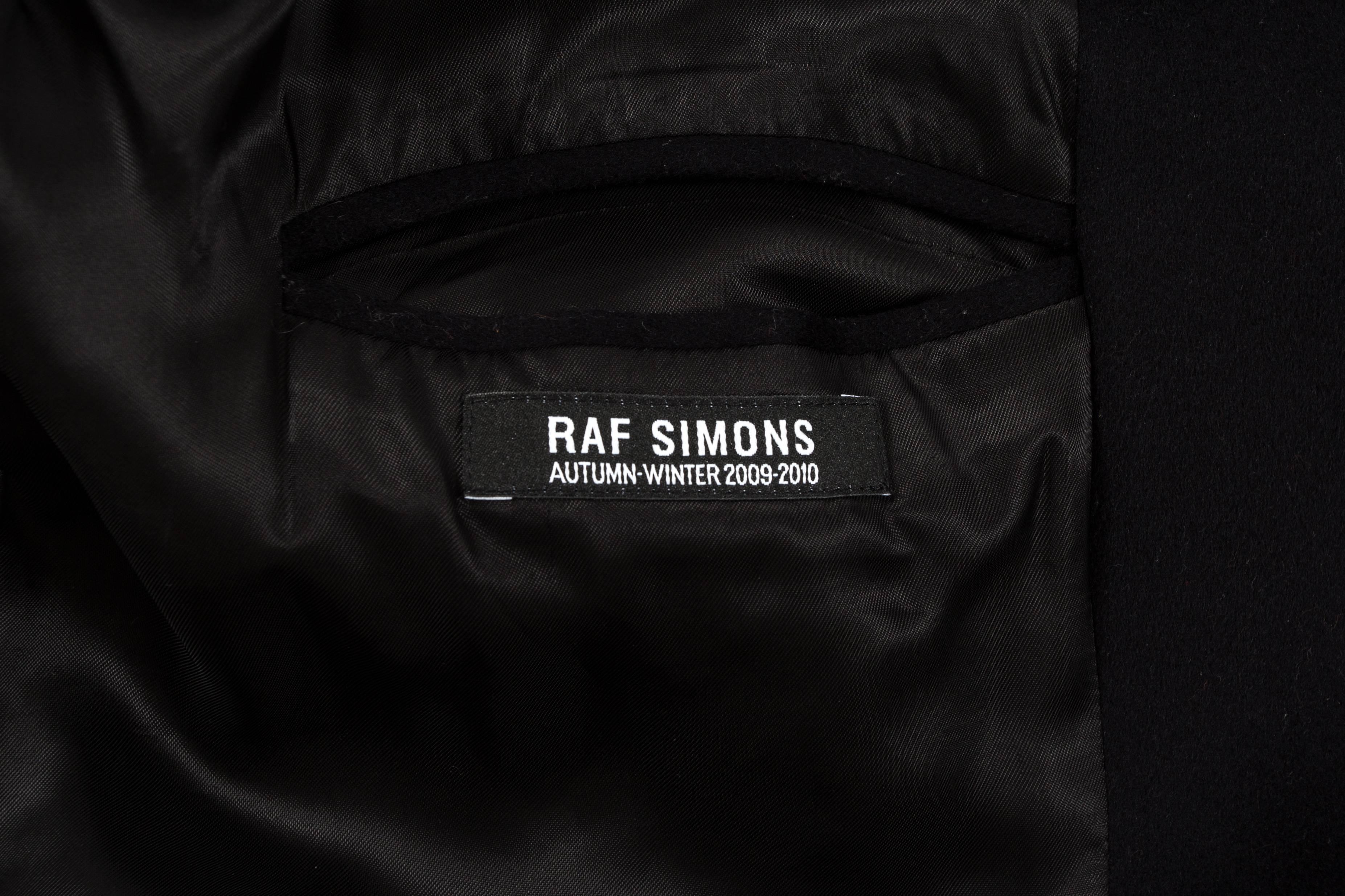 Men's Raf Simons black wool and grey neoprene coat, fw 2009 For Sale