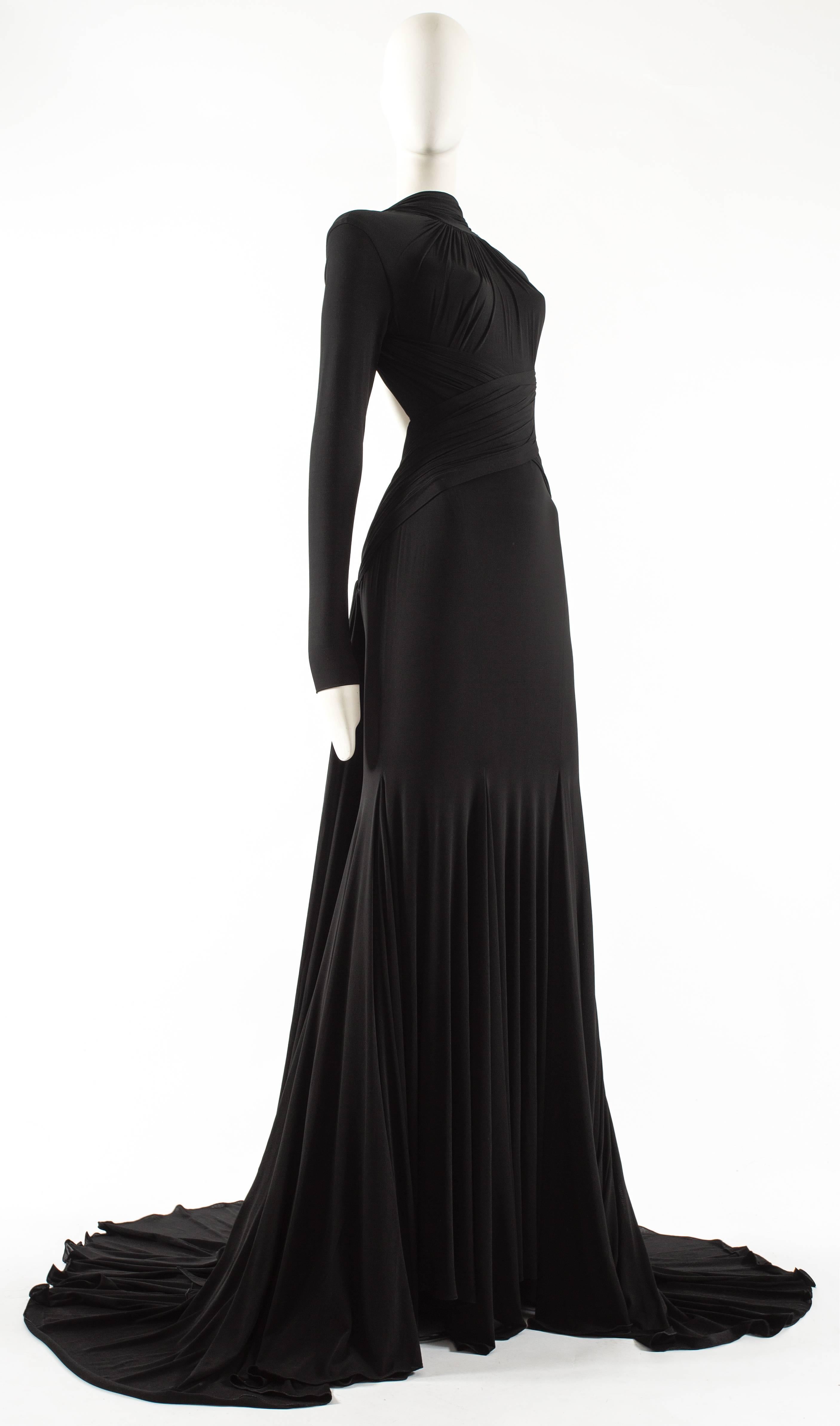 Hervé Leroux for Guy Laroche Spring-Summer 2005 black jersey evening gown In Excellent Condition In London, GB