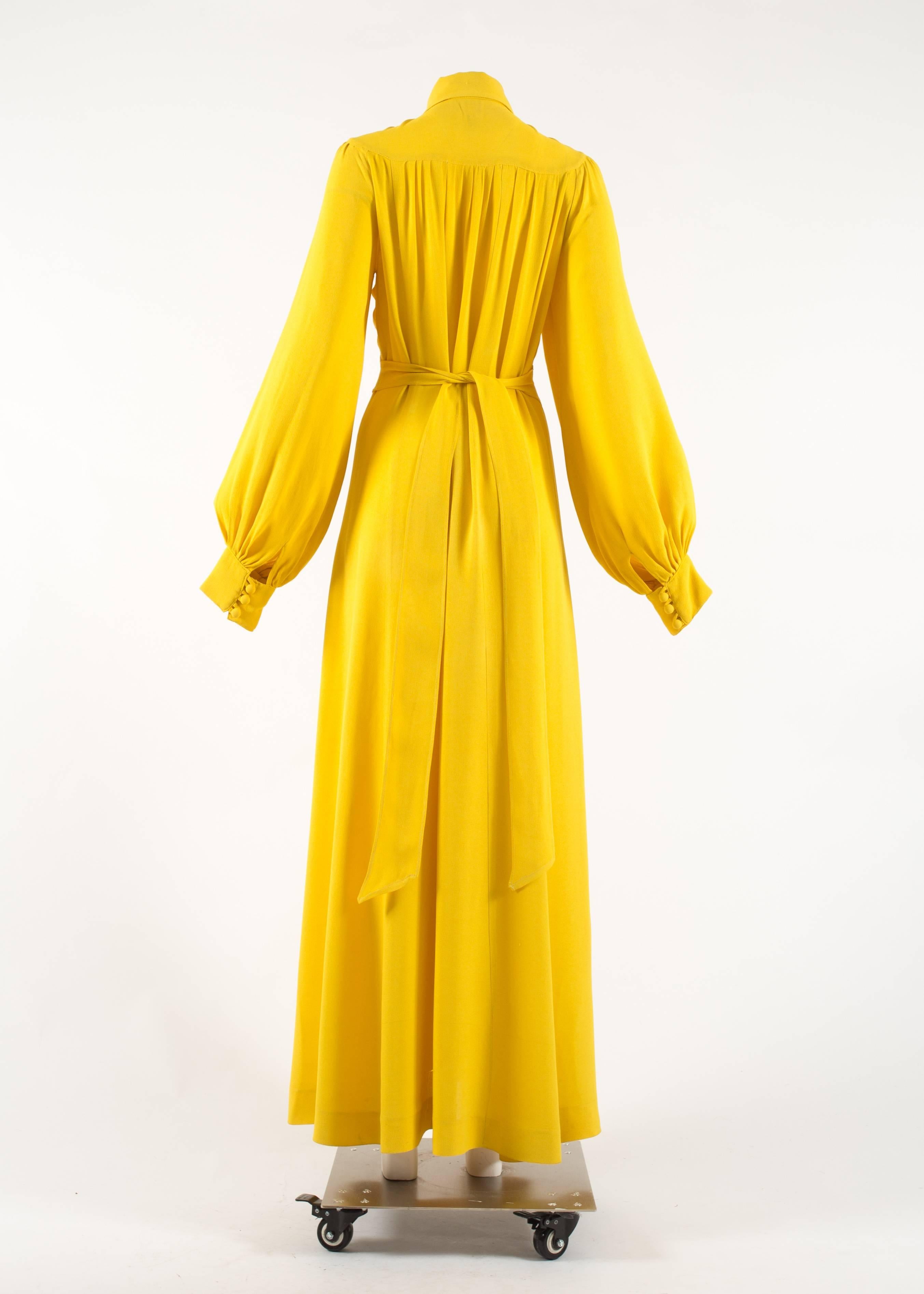 Women's Ossie Clark 1970 Canary Yellow Moss Crepe Maxi Dress