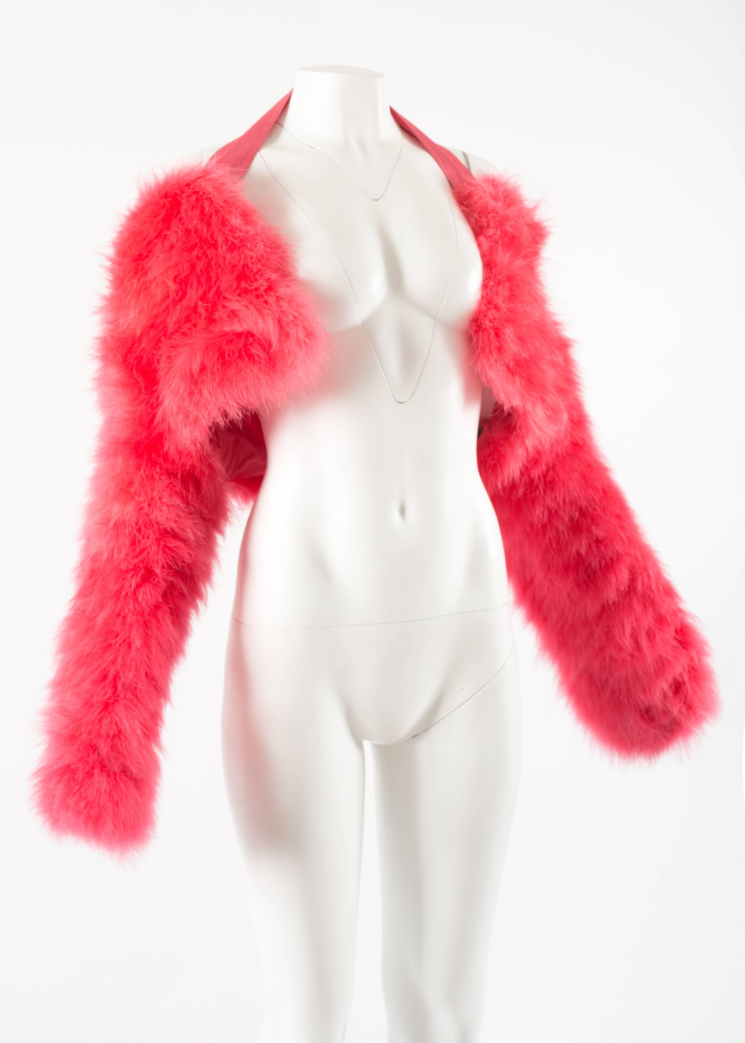 Women's Tom Ford for Gucci Spring-Summer 2004 hot pink marabou bolero jacket 