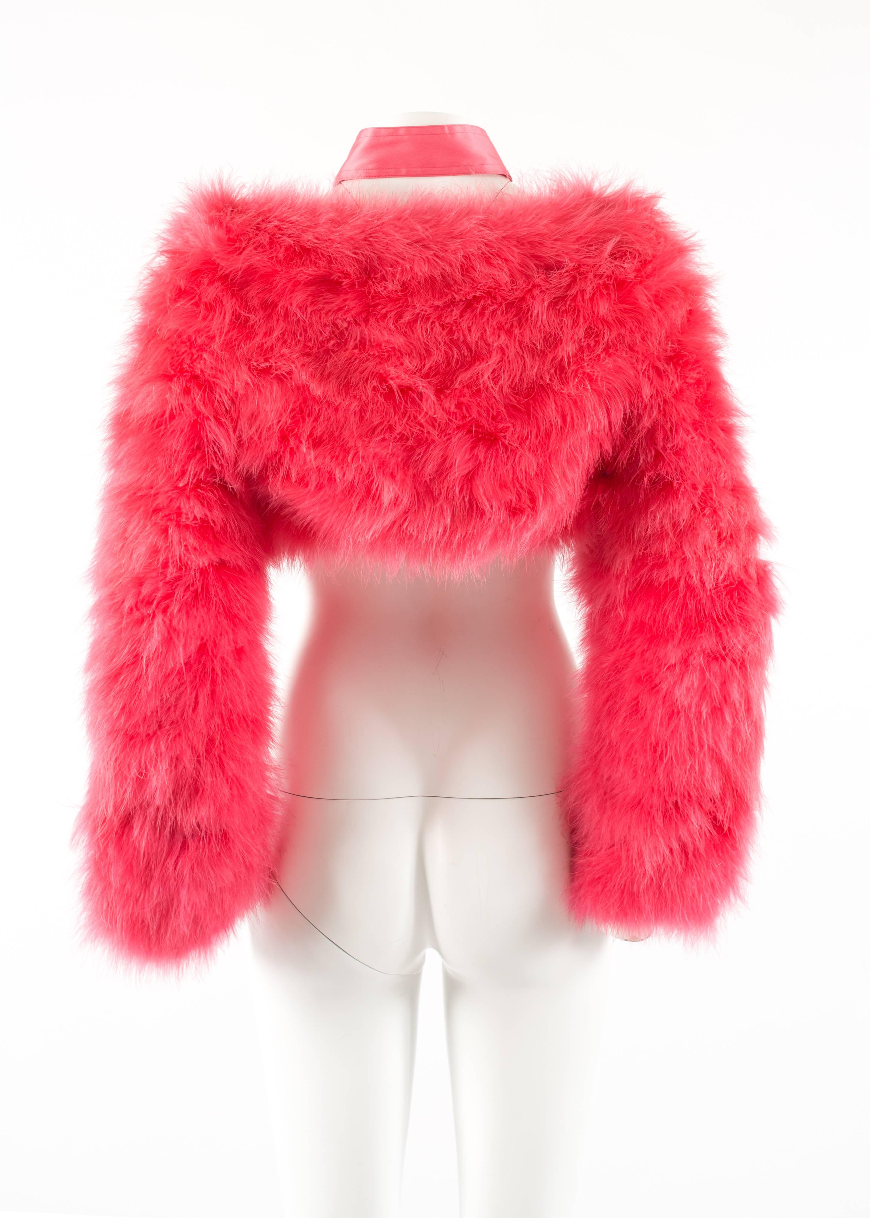 Tom Ford for Gucci Spring-Summer 2004 hot pink marabou bolero jacket  In Excellent Condition In London, GB
