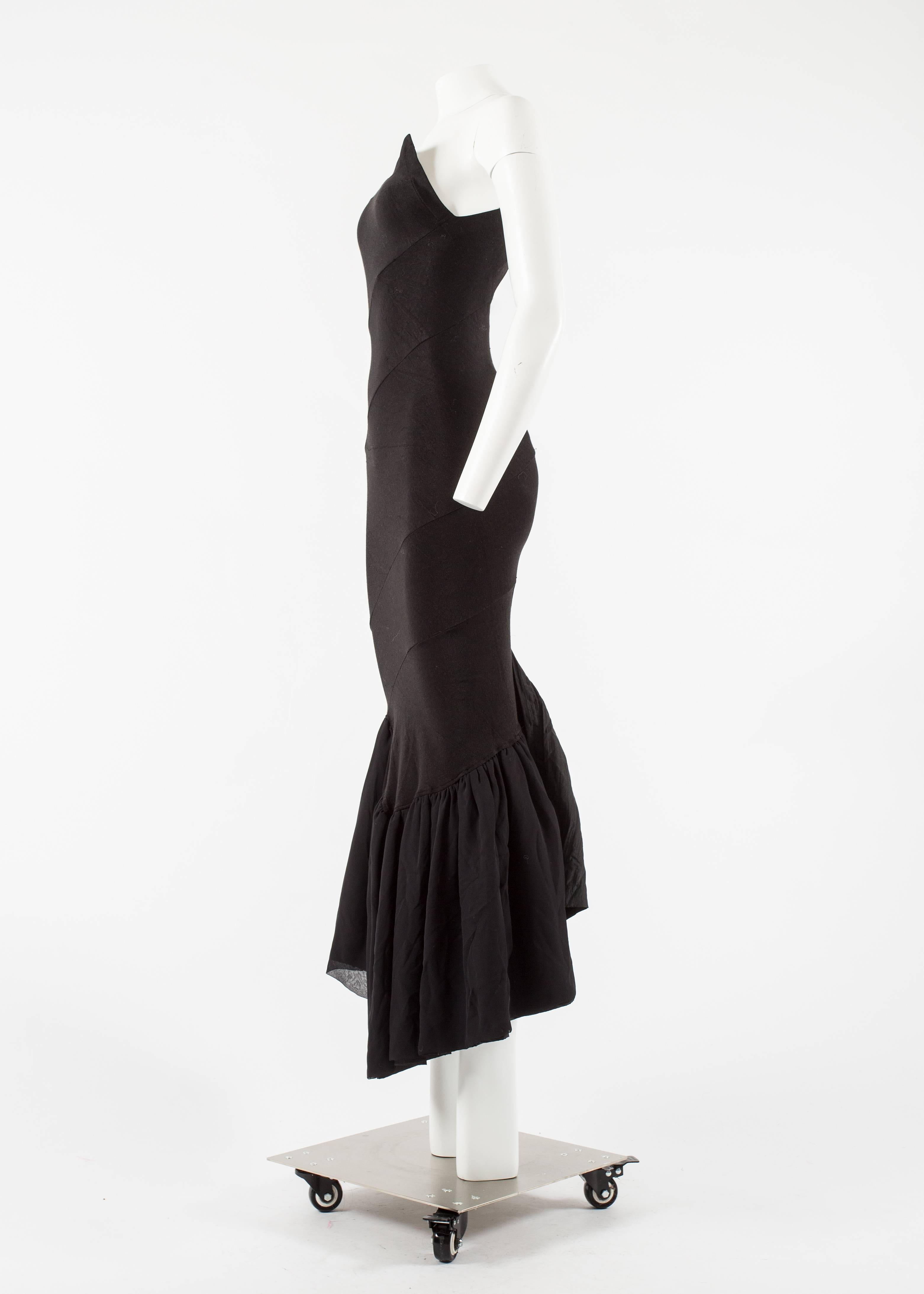 Comme des Garcons Spring-Summer 1986 black bias cut evening dress In Excellent Condition In London, GB