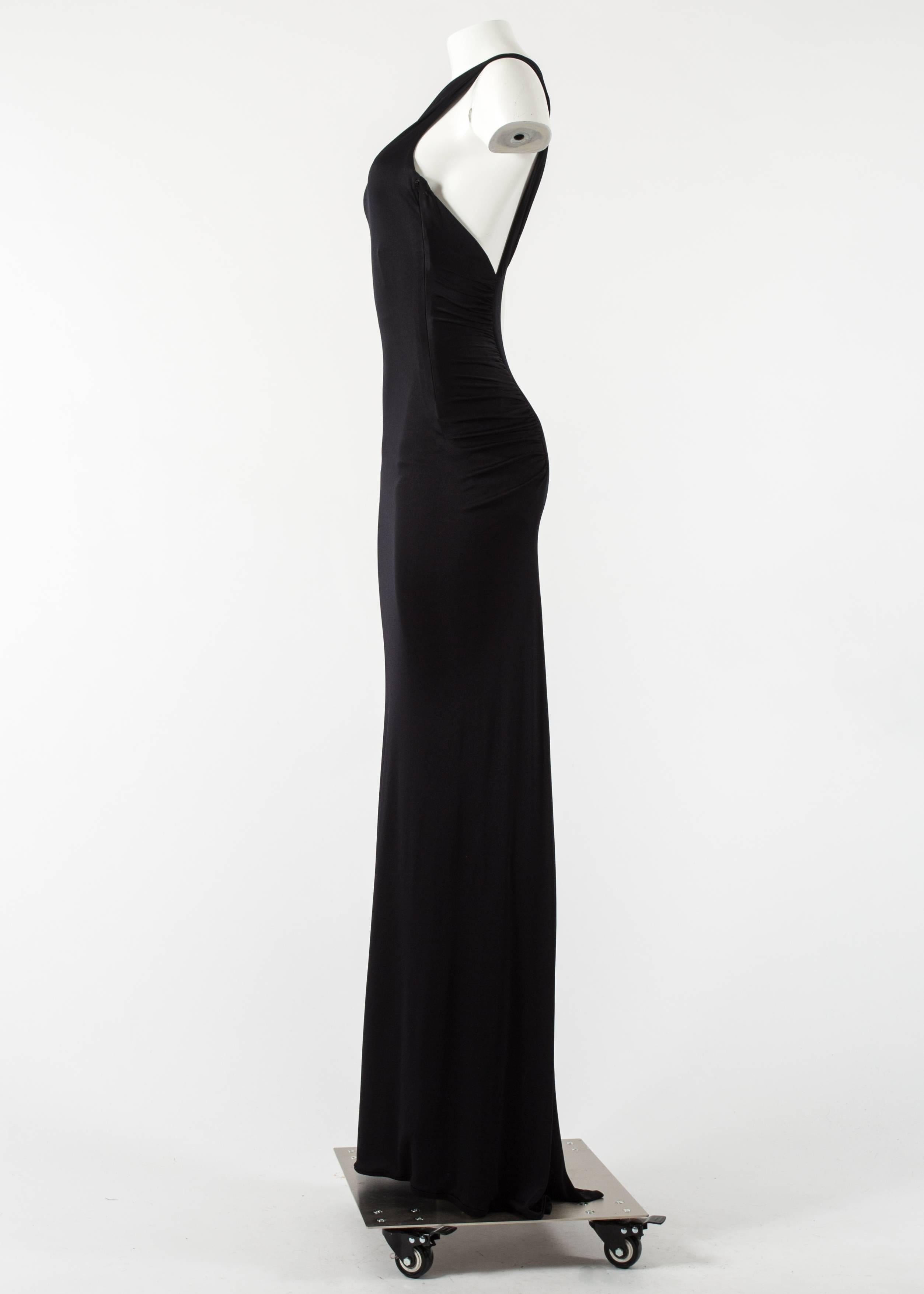 Gianni Versace Spring-Summer 2001 black jersey bodycon evening dress 1