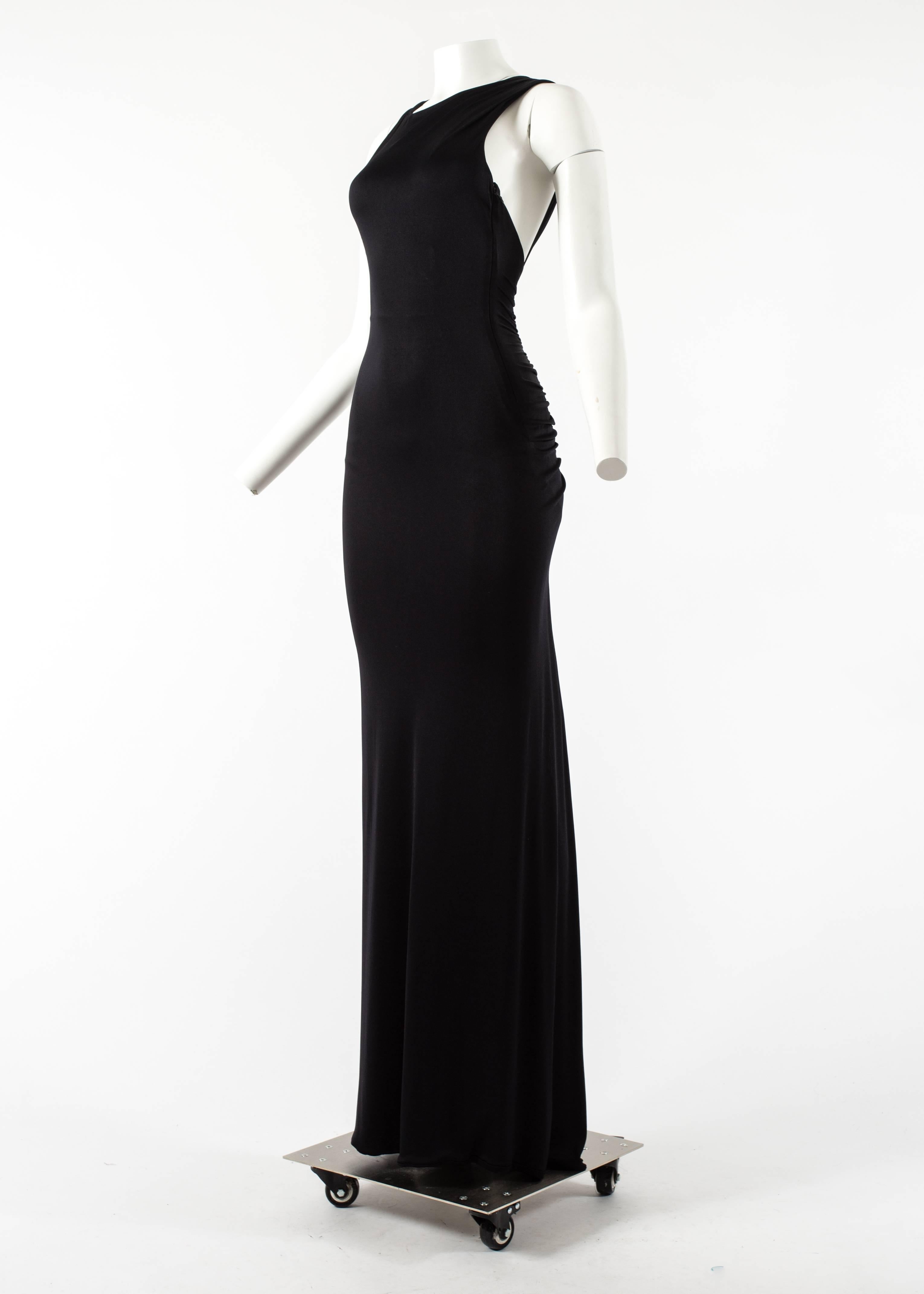 Gianni Versace Spring-Summer 2001 black jersey bodycon evening dress In Excellent Condition In London, GB