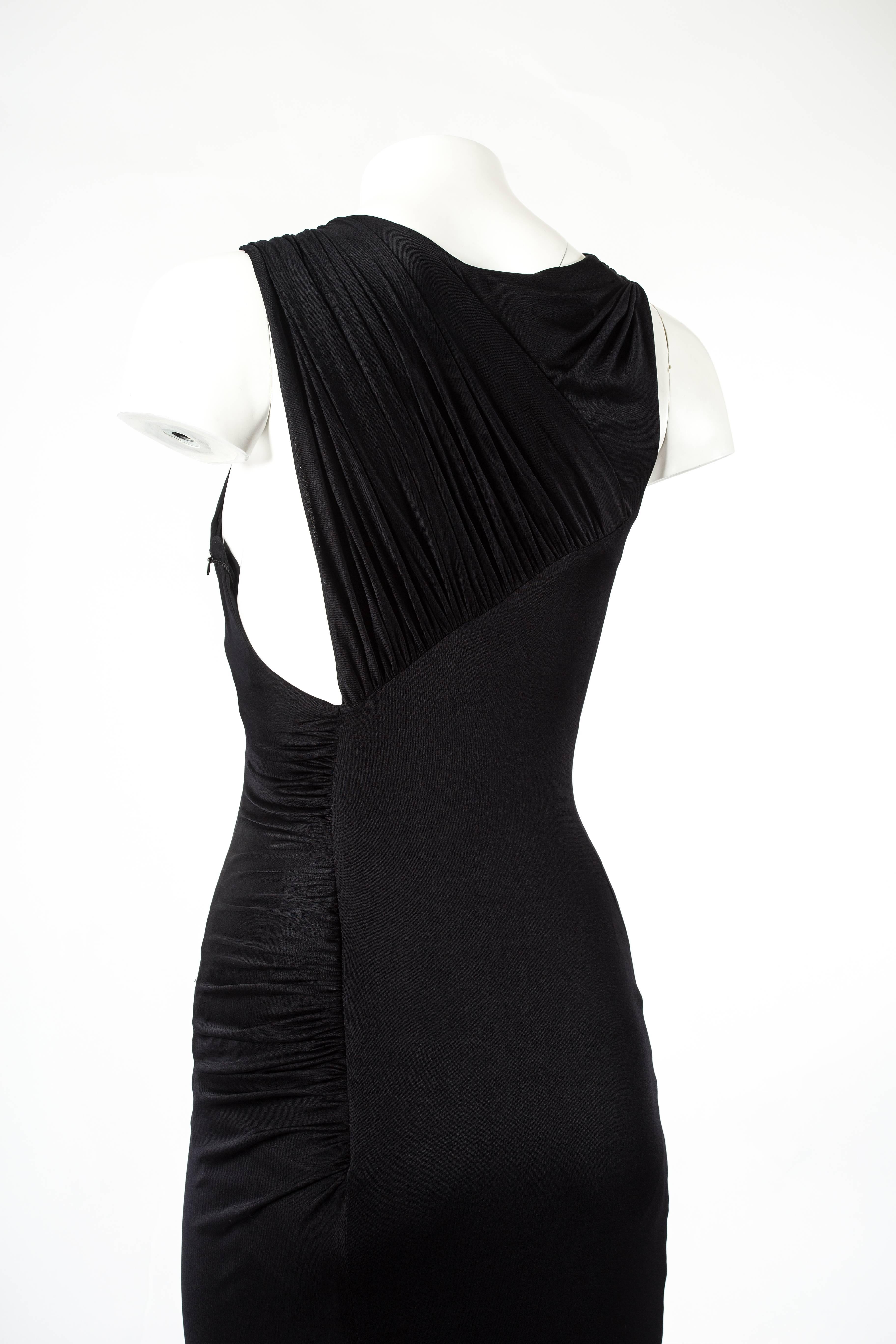 Black Gianni Versace Spring-Summer 2001 black jersey bodycon evening dress