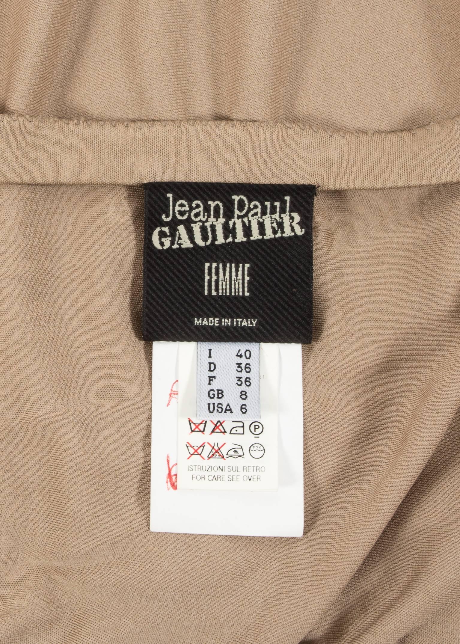 Women's Jean Paul Gaultier 1990s pale taupe halter-neck evening dress