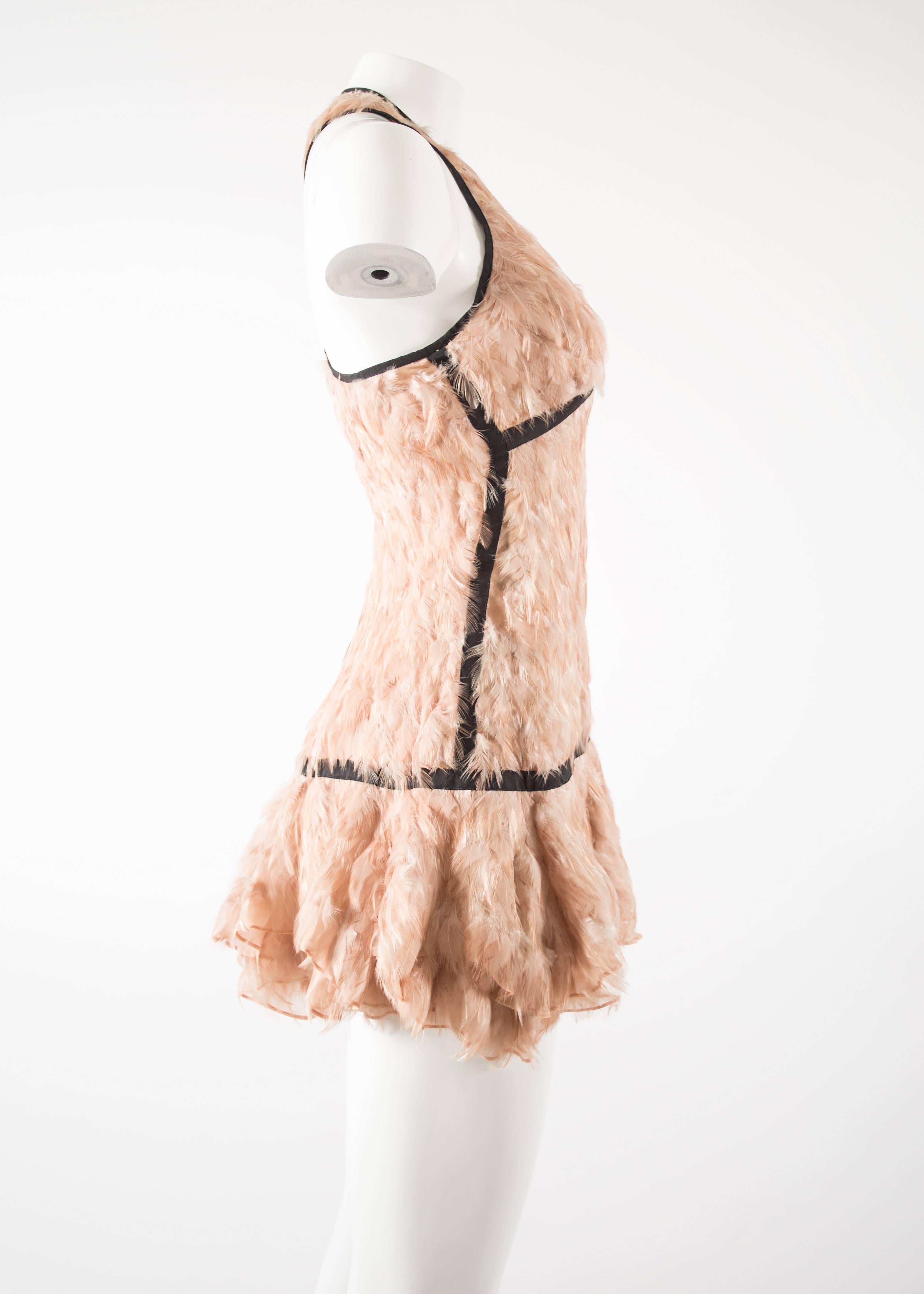 Tom For for Gucci Spring-Summer 2003 pale pink feather mini dress 1
