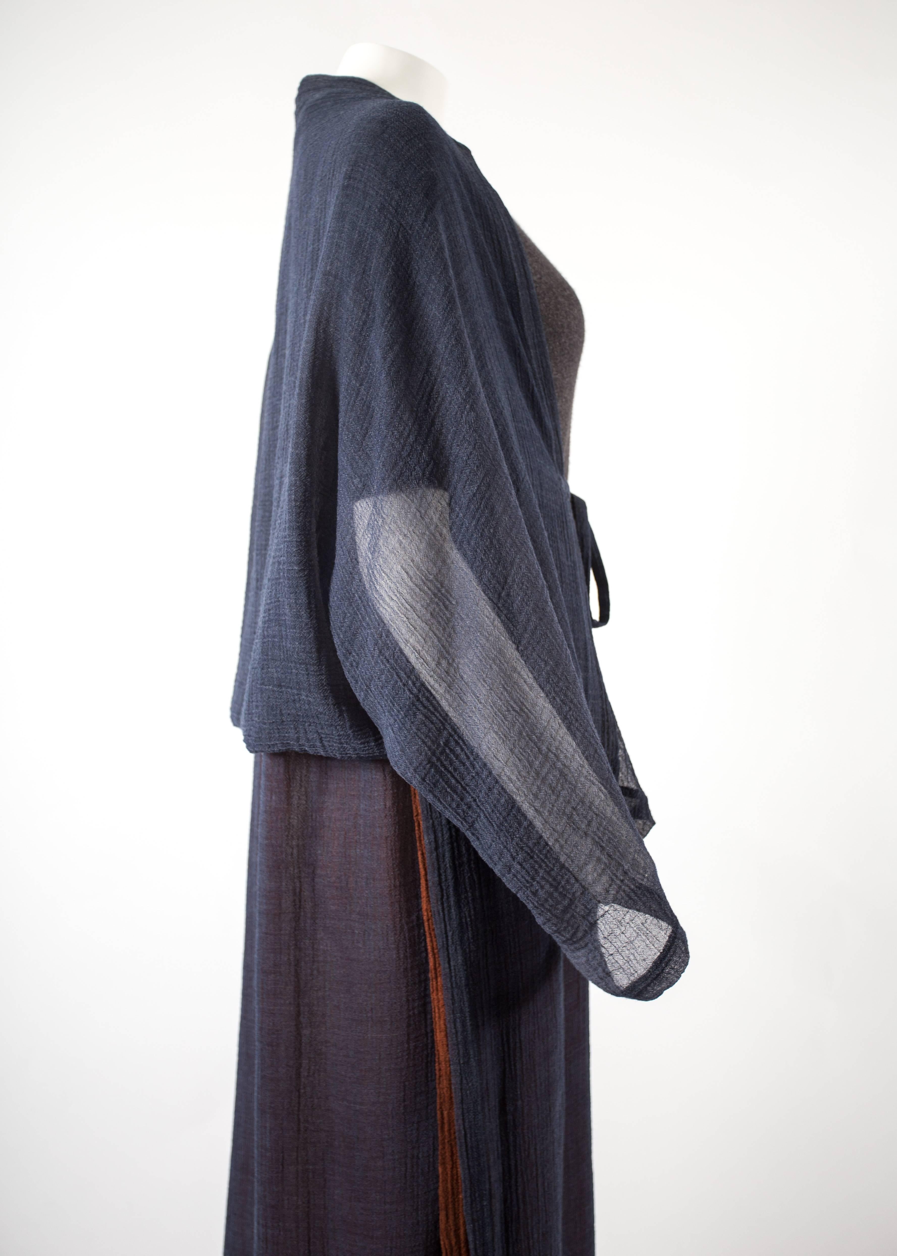 Issey Miayke tricolour layered t-shirt dress with integrated cardigan, c. 1990s For Sale 1