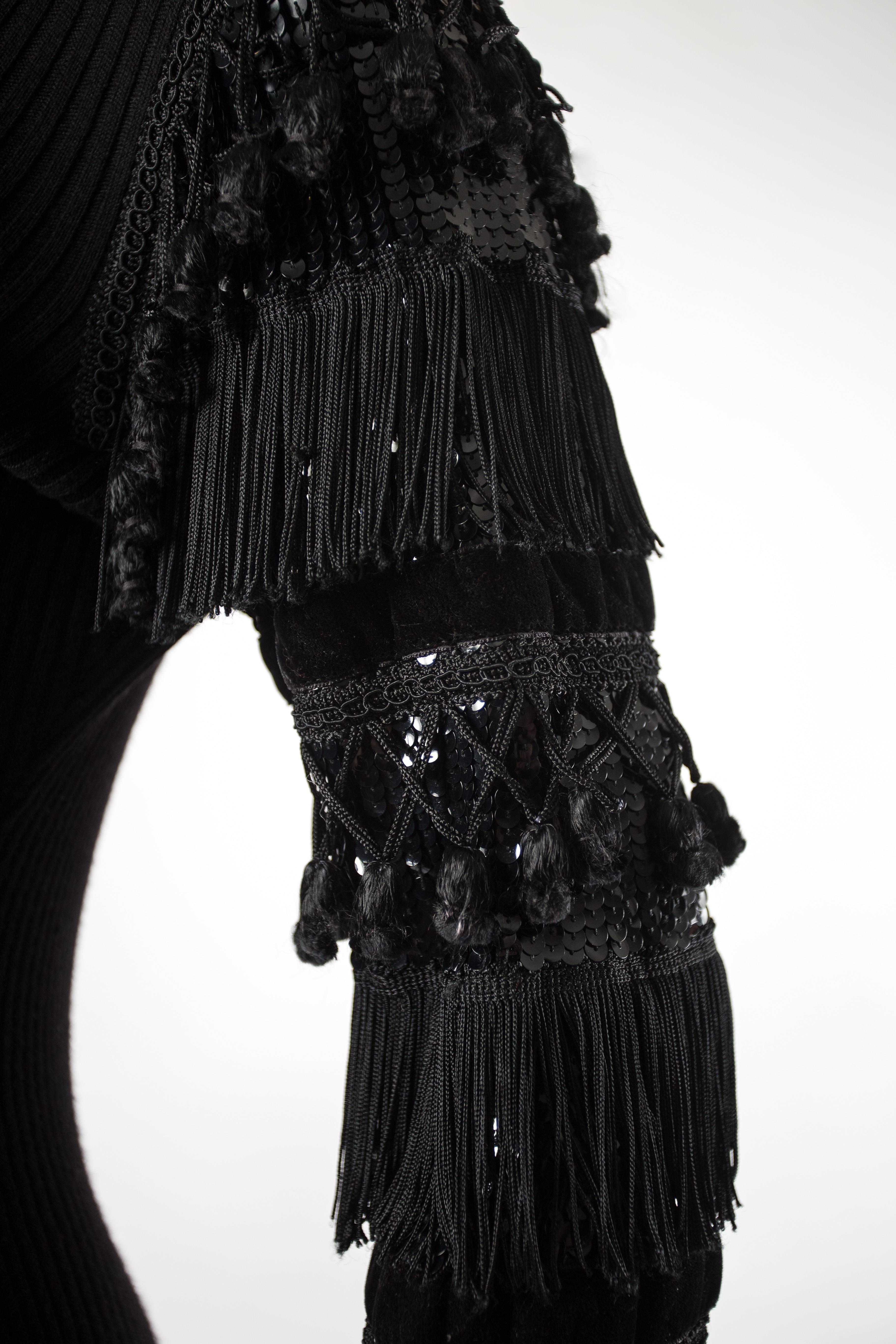 Black Jean Paul Gaultier Autumn-Winter 1985 black rib knit evening dress 