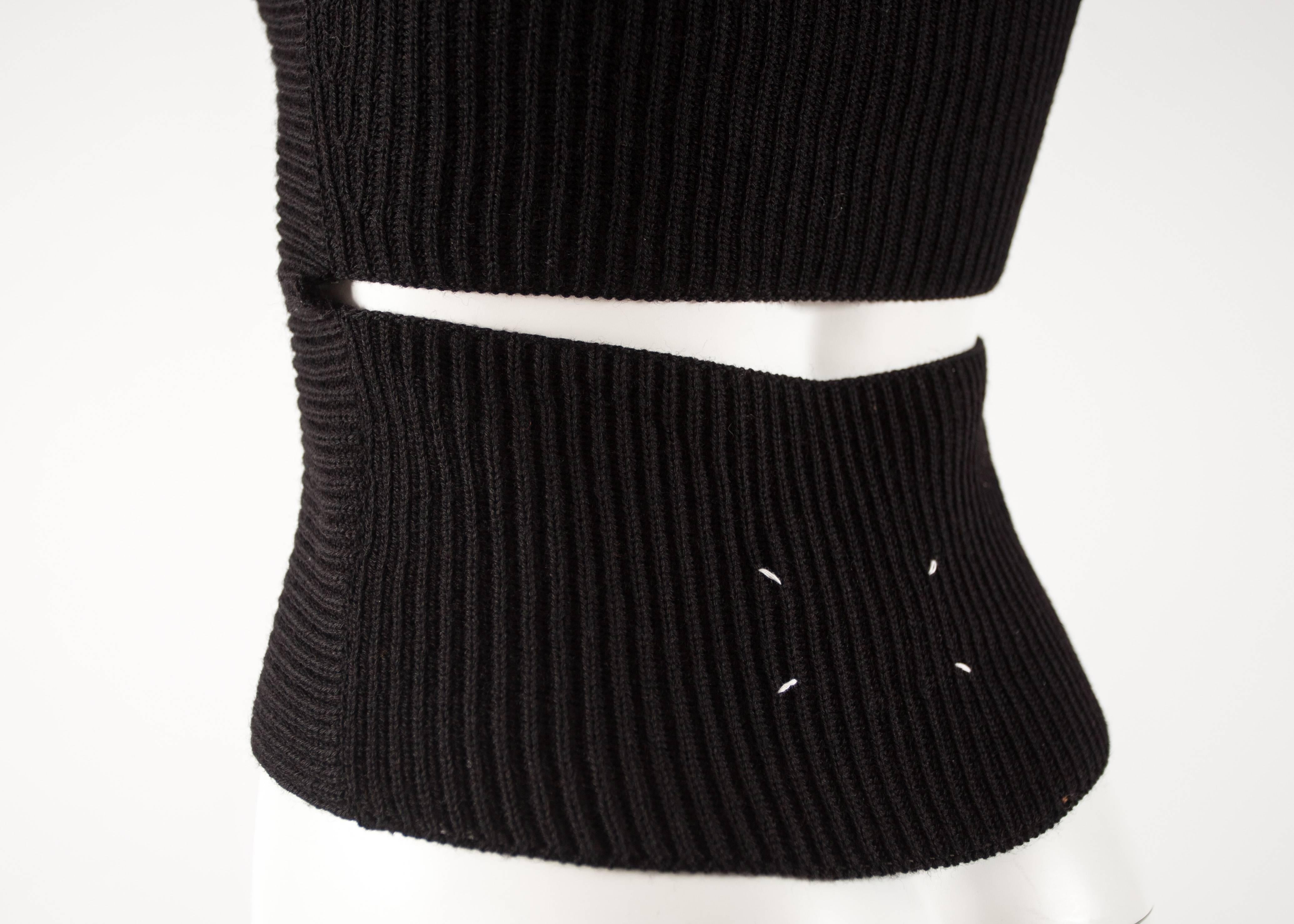 Maison Martin Margiela Autumn-Winter 2004 rib knit black cardigan with patchwork In Good Condition In London, GB