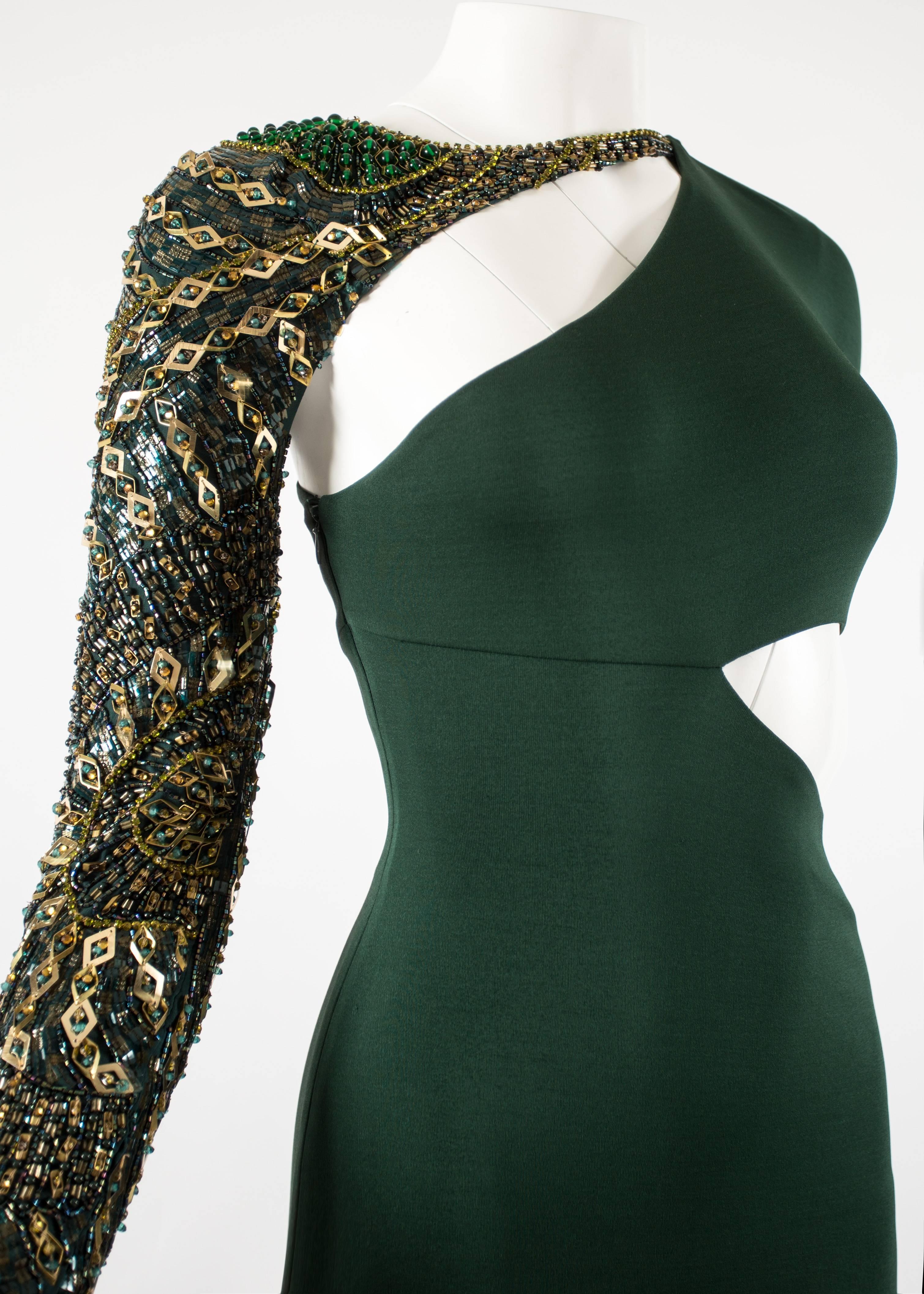 Green Emilio Pucci Autumn-Winter 2011 emerald green evening gown with embellishment