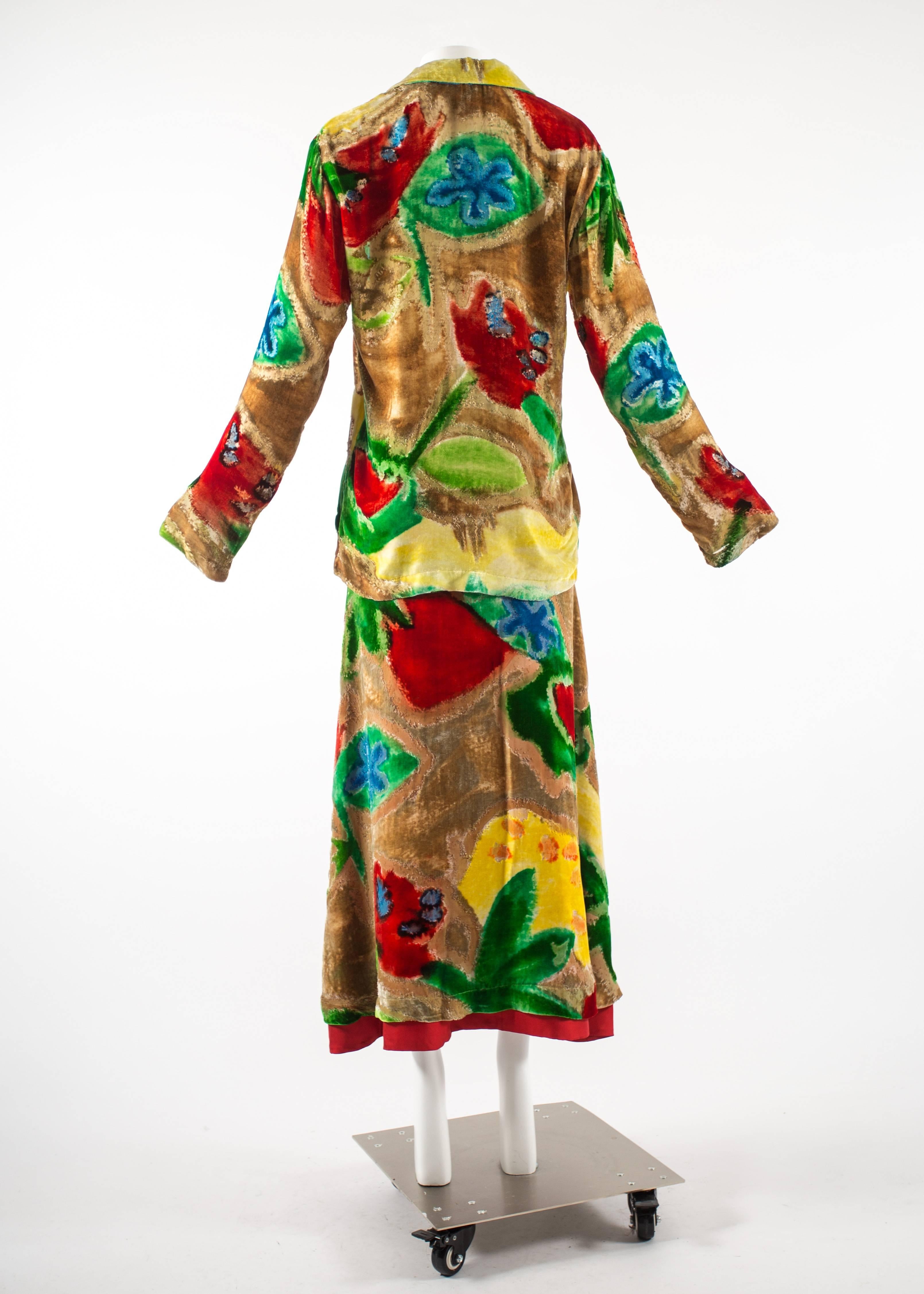 Women's Issey Miyake Autumn-Winter 1996 floral devoré skirt suit 